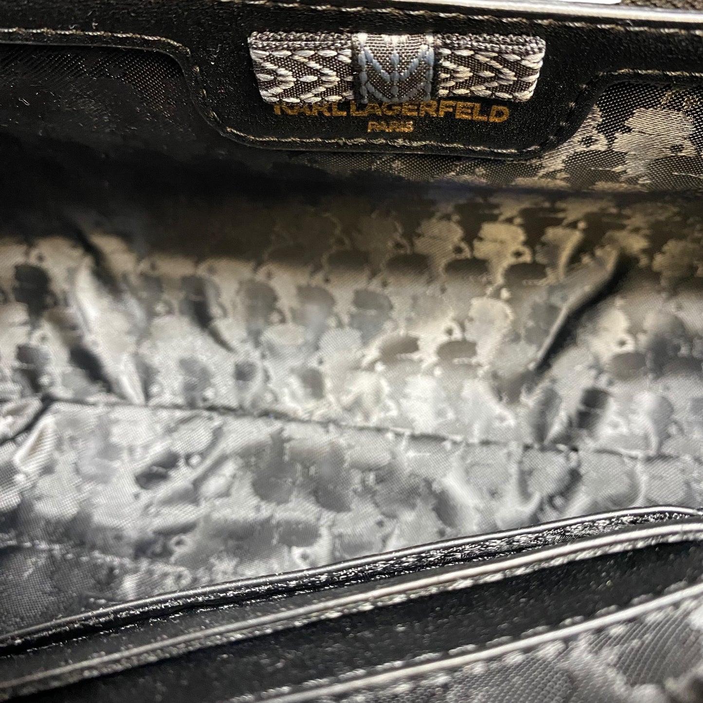 Handbag Designer By Karl Lagerfeld In Blue Denim, Size:Medium
