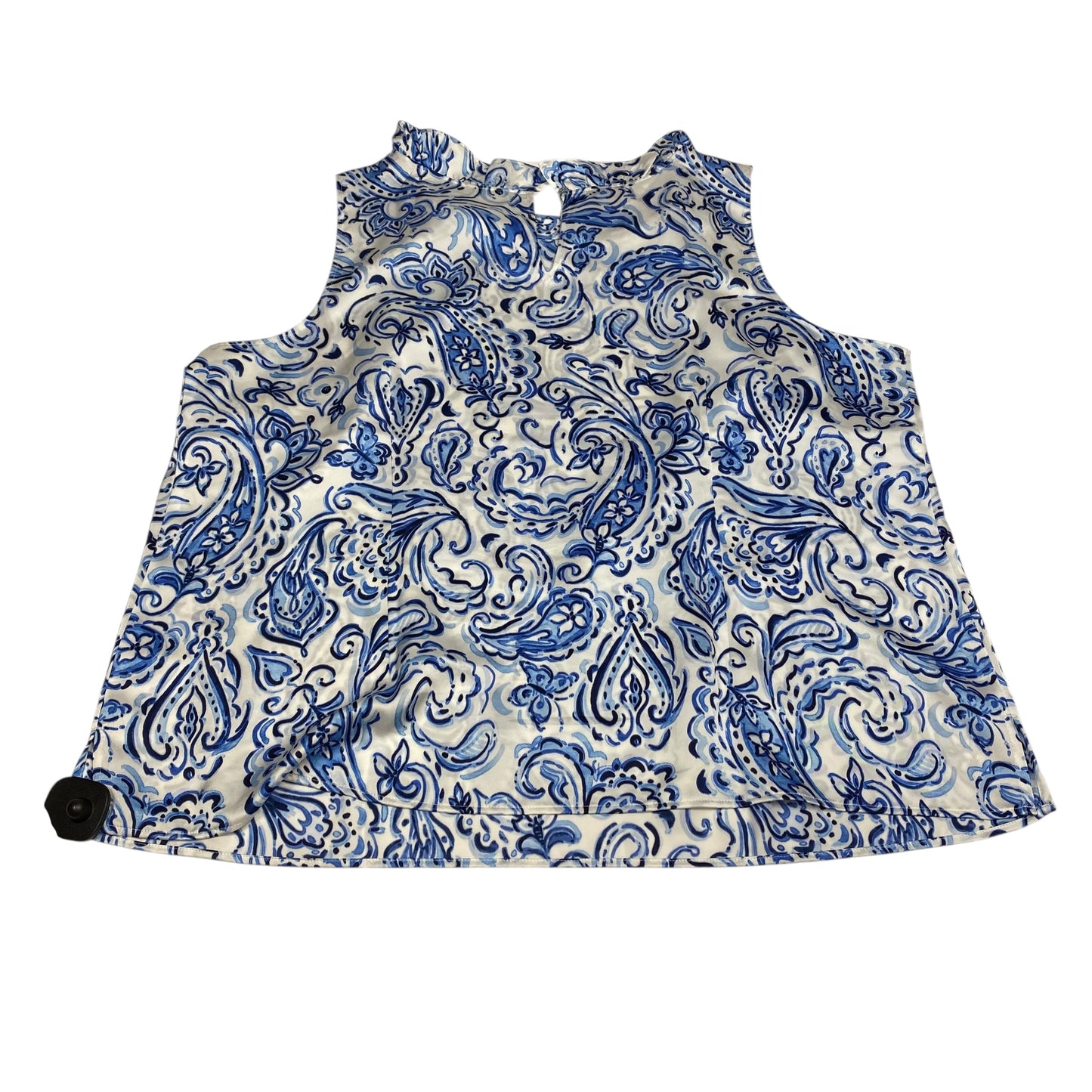 Top Sleeveless By Talbots In Blue & White, Size:2X