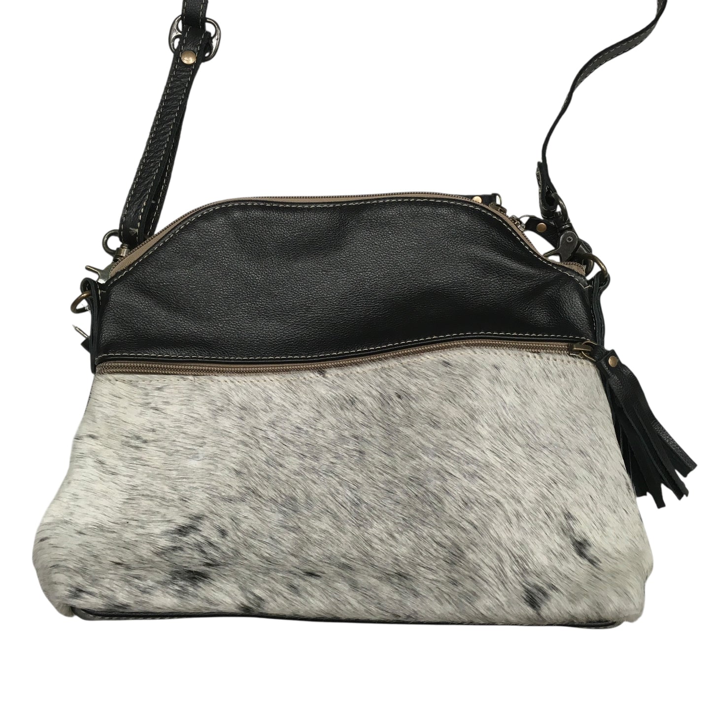 Crossbody By Myra In Black & Grey, Size:Medium