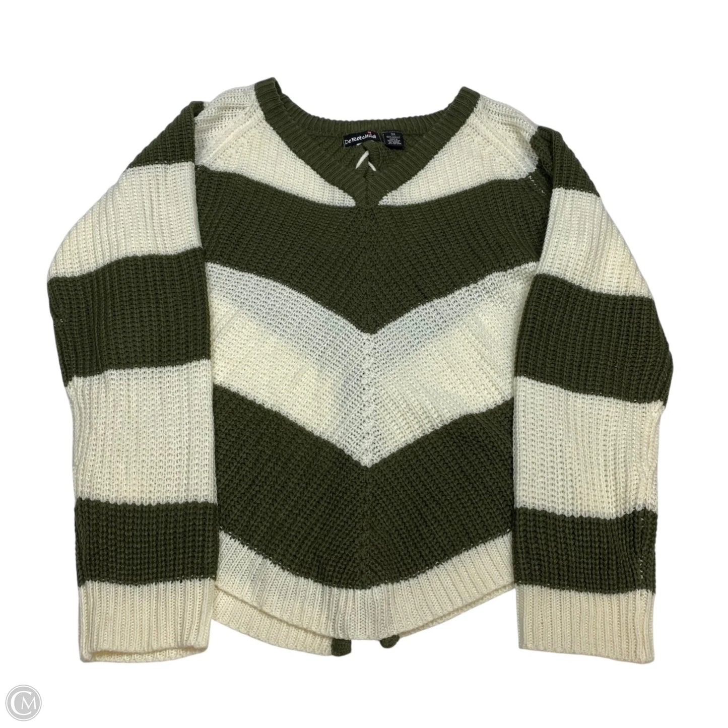 Sweater By Derotchild In Cream & Green, Size: 3x