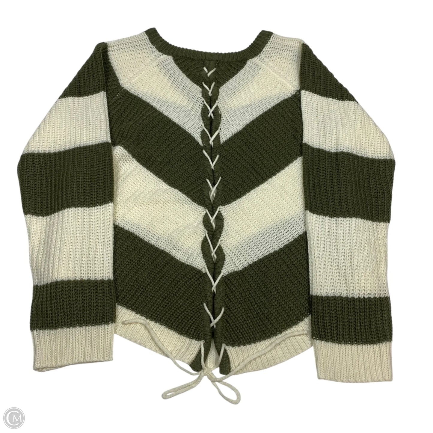 Sweater By Derotchild In Cream & Green, Size: 3x