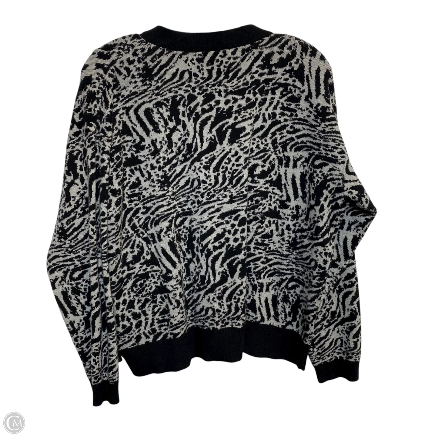 Sweater Cardigan By Simply Vera In Black & Grey, Size: L