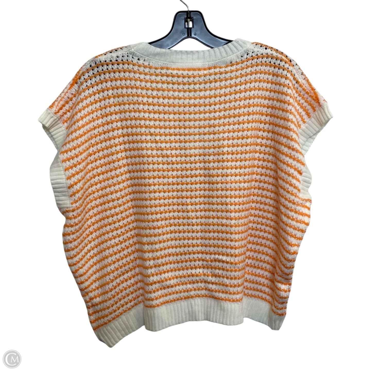 Sweater Short Sleeve By Knit Mix In Cream & Orange, Size: L