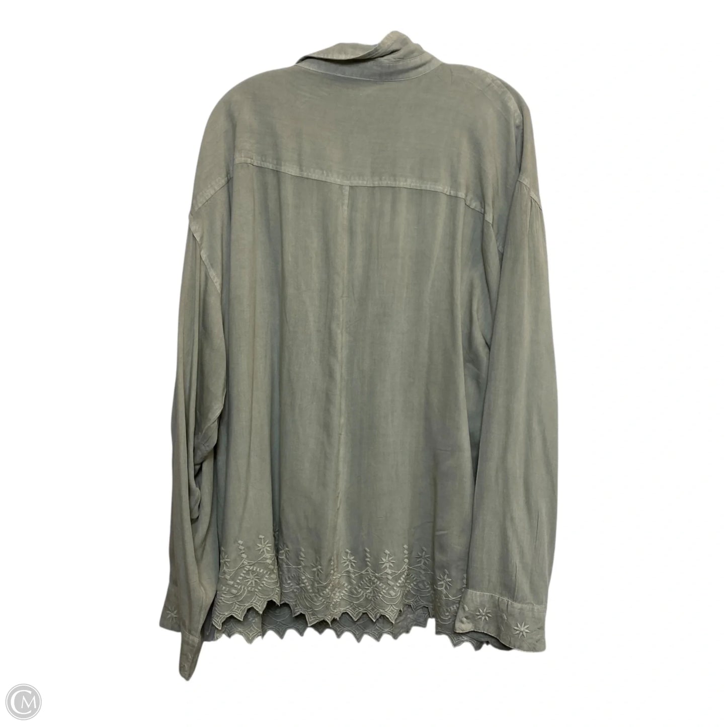 Top Long Sleeve By Solitaire In Green, Size: 3x