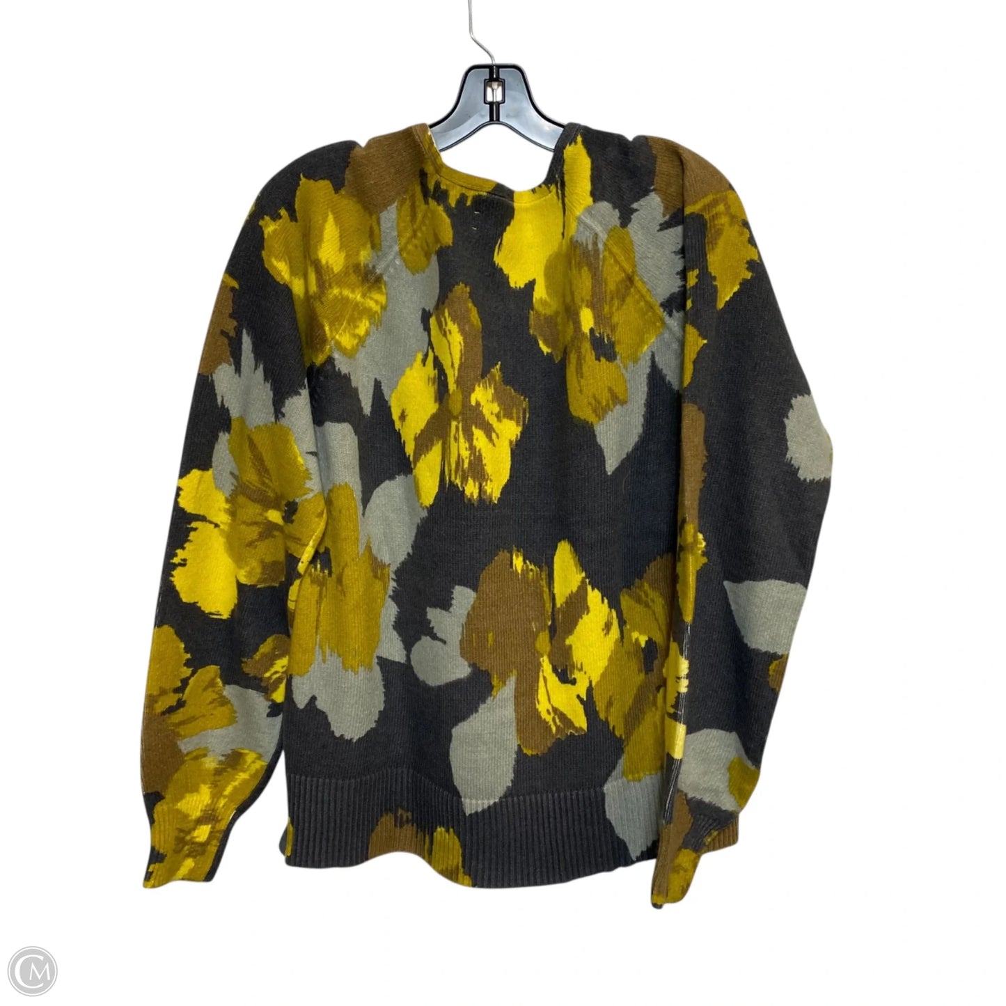 Sweater By Loft In Grey & Yellow, Size: L