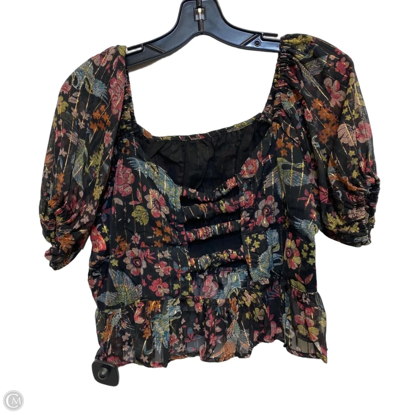 Top Short Sleeve By Angie In Black, Size: L