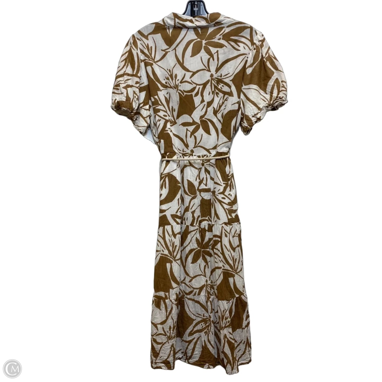 Dress Casual Midi By Mlle Gabrielle In Brown & Cream, Size: L