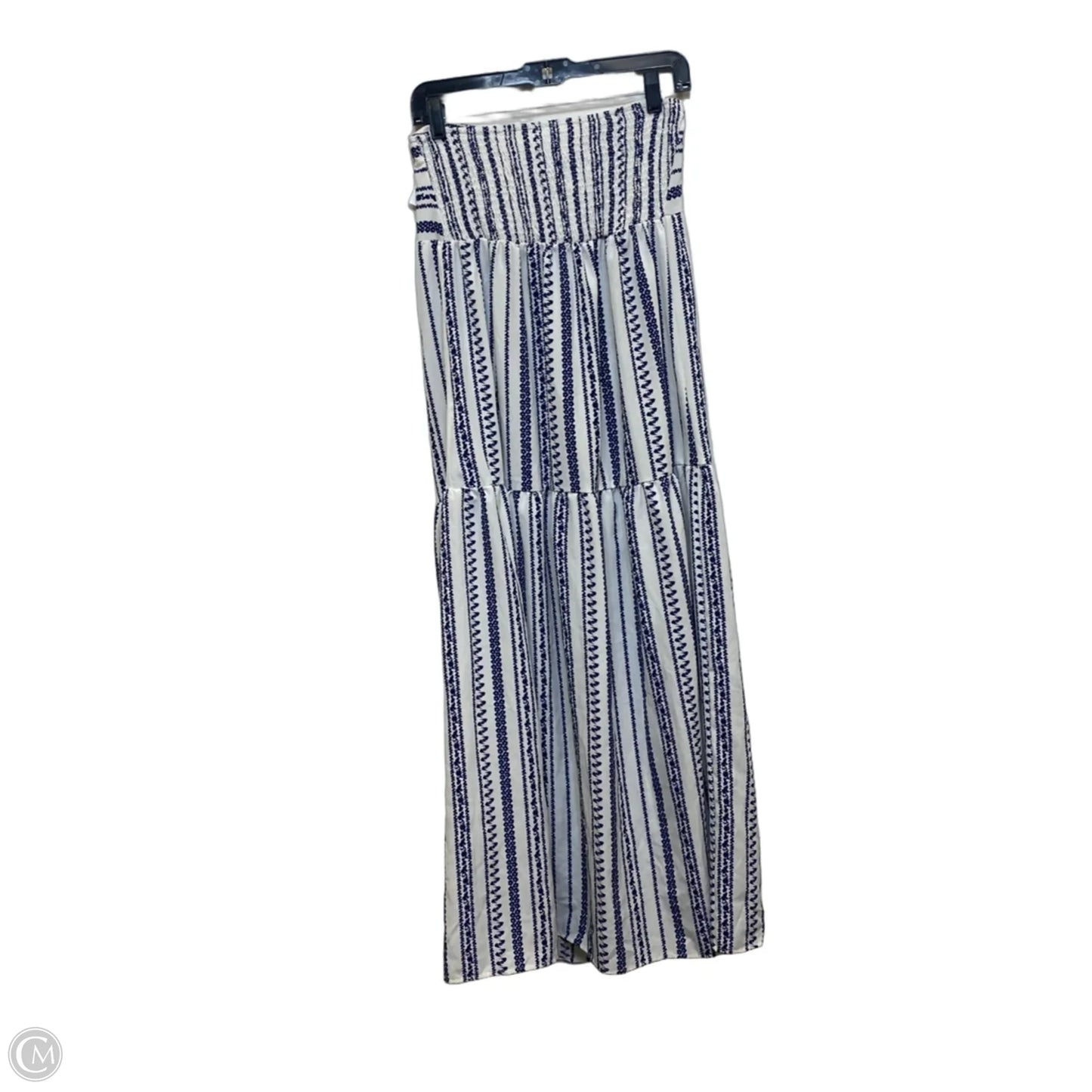 Dress Casual Midi By Cmf In Blue & White, Size: S