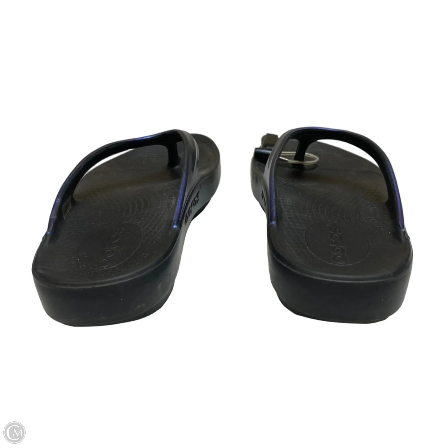 Sandals Flip Flops By Oofos In Black & Blue, Size: 8