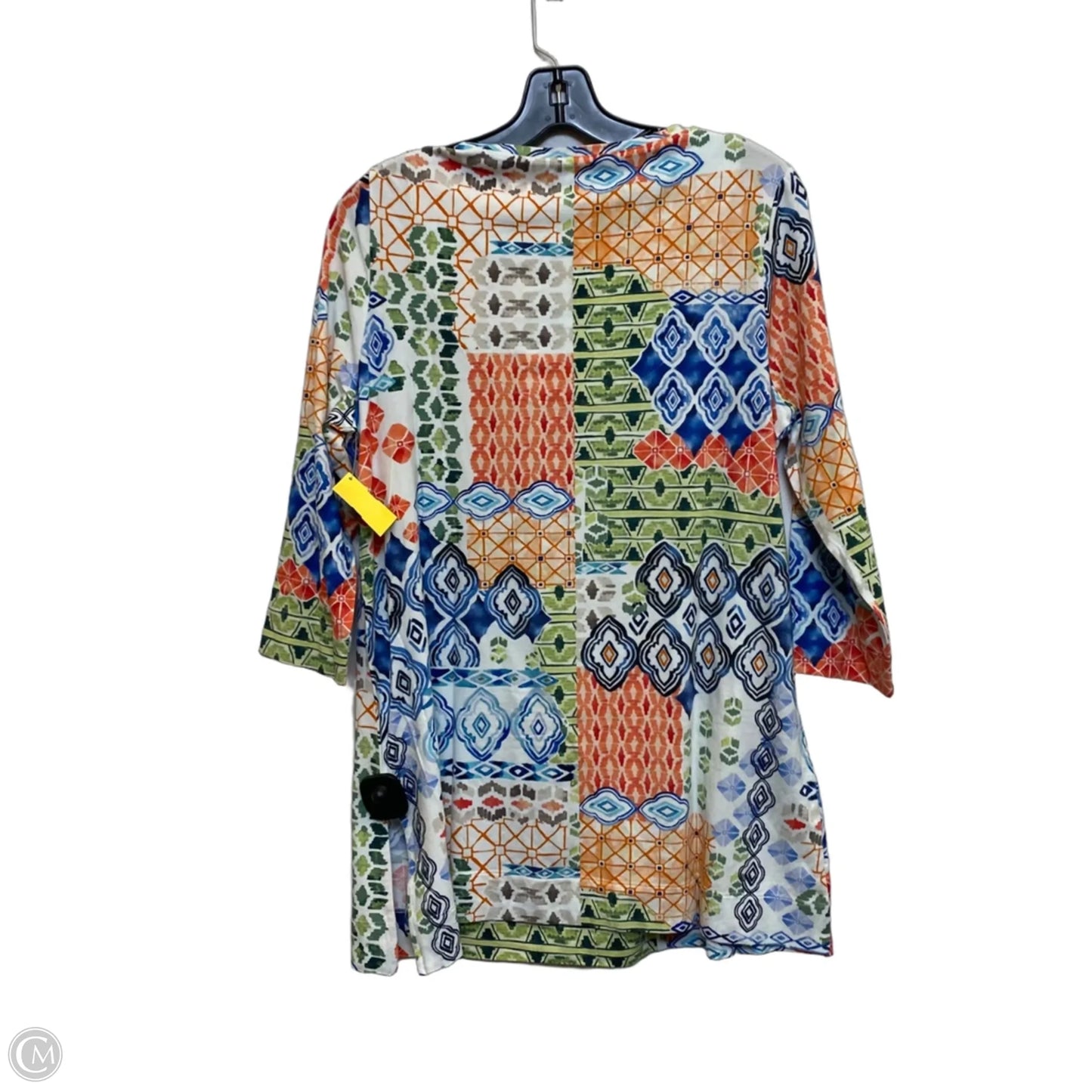 Top 3/4 Sleeve By Chicos In Green & Orange, Size: M