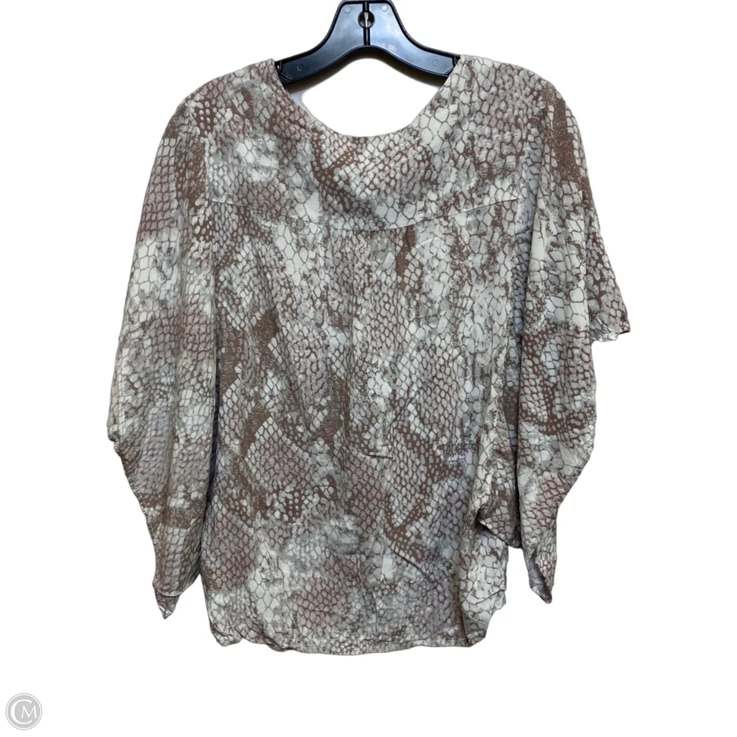 Top Short Sleeve By Olivaceous In Brown & Cream, Size: M