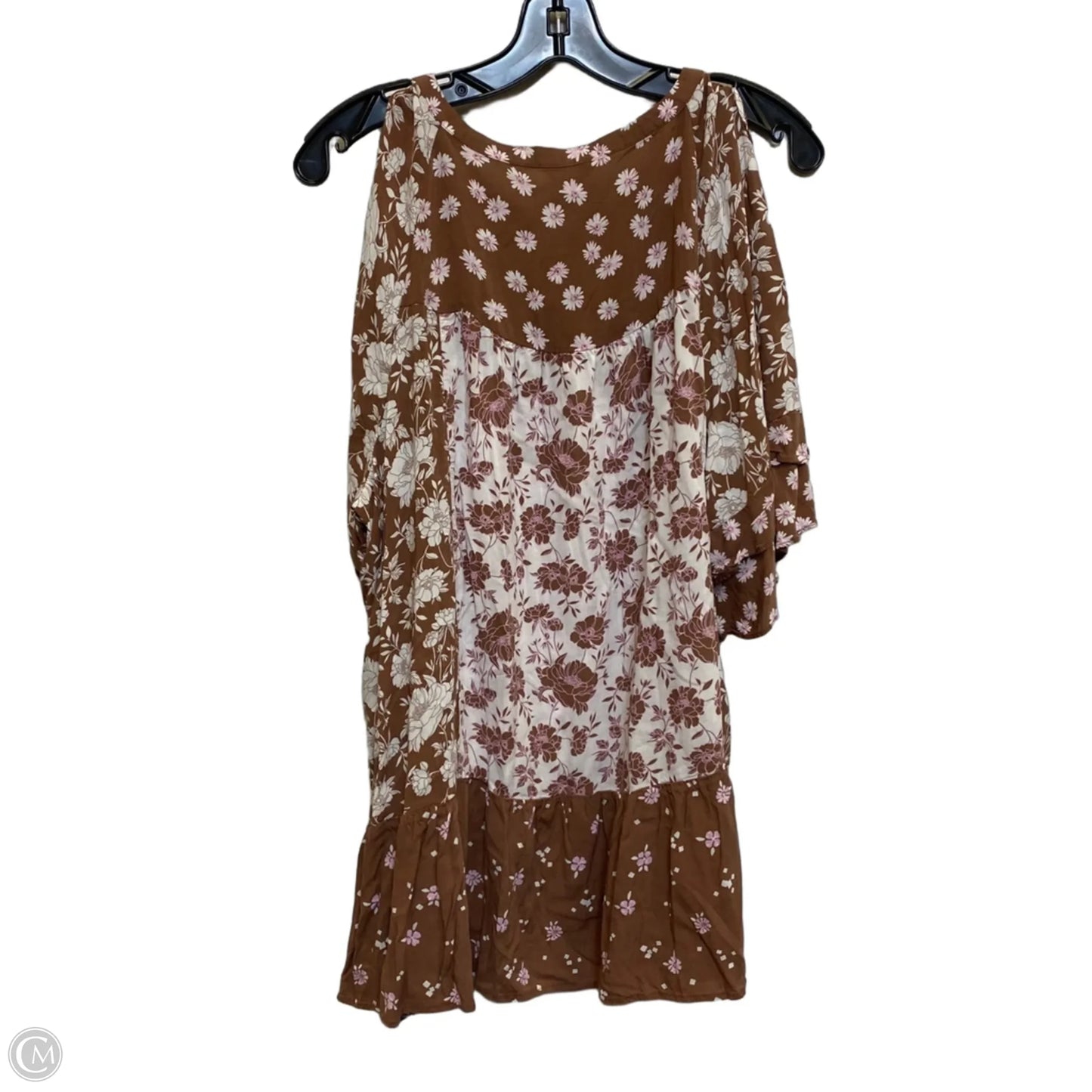 Top Short Sleeve By Cato In Brown & Pink, Size: 3x