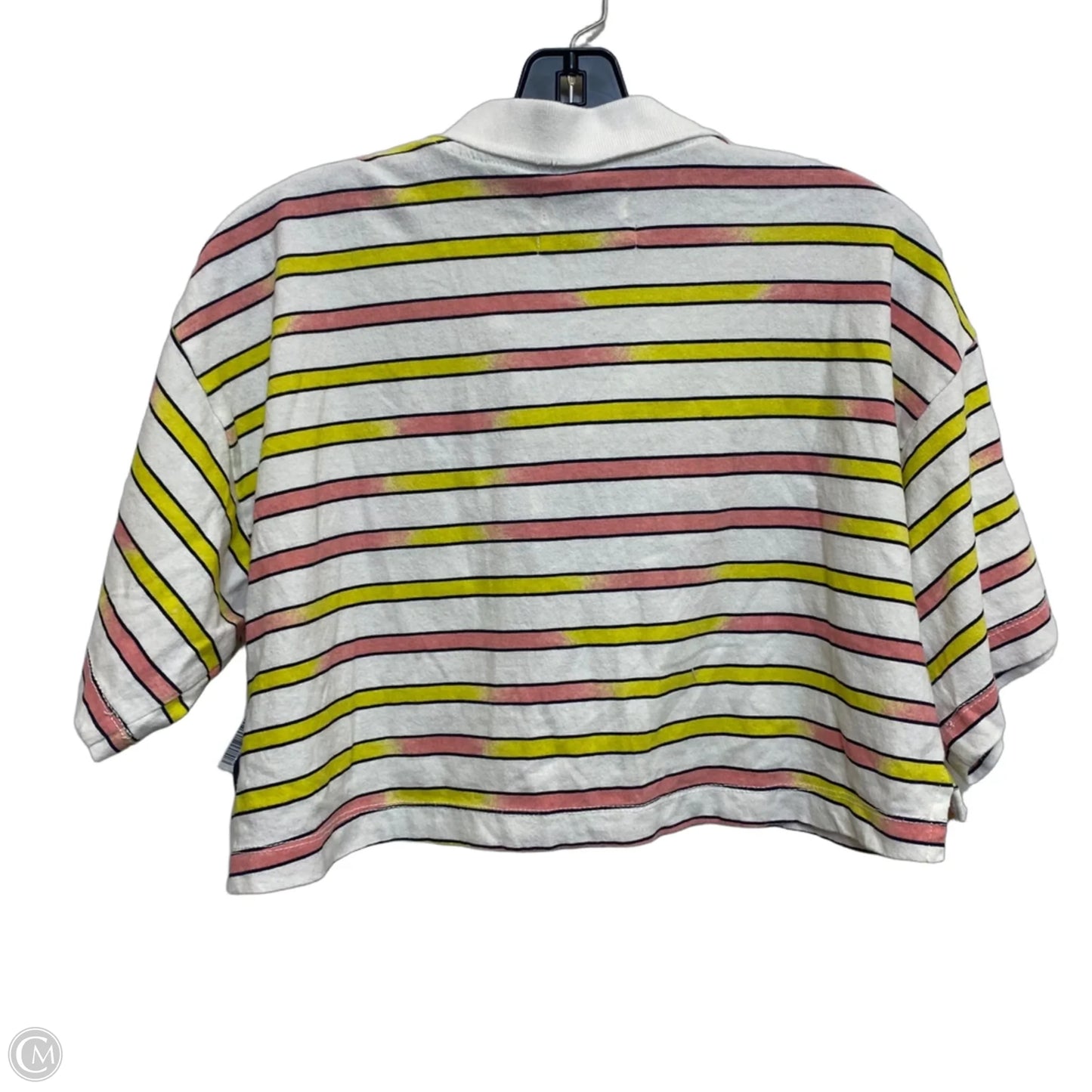 Top Short Sleeve By Urban Outfitters In White & Yellow, Size: S