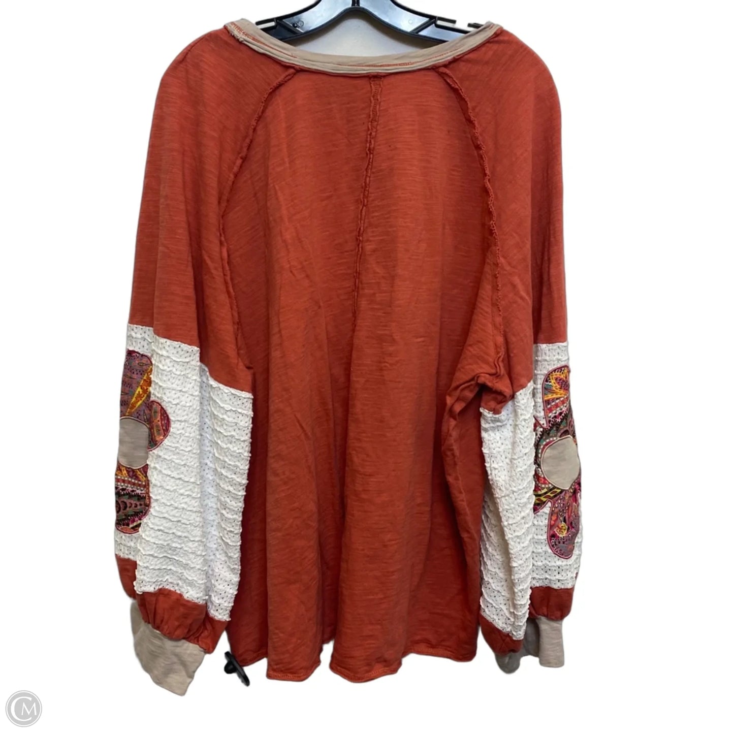 Top Long Sleeve By Cmf In Brown & Cream, Size: 4x