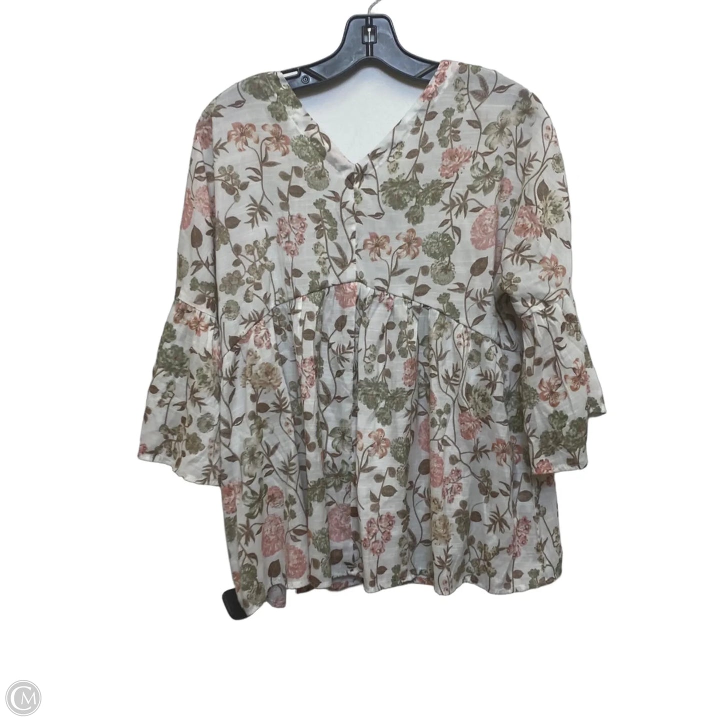 Top 3/4 Sleeve By Cato In Pink & White, Size: M