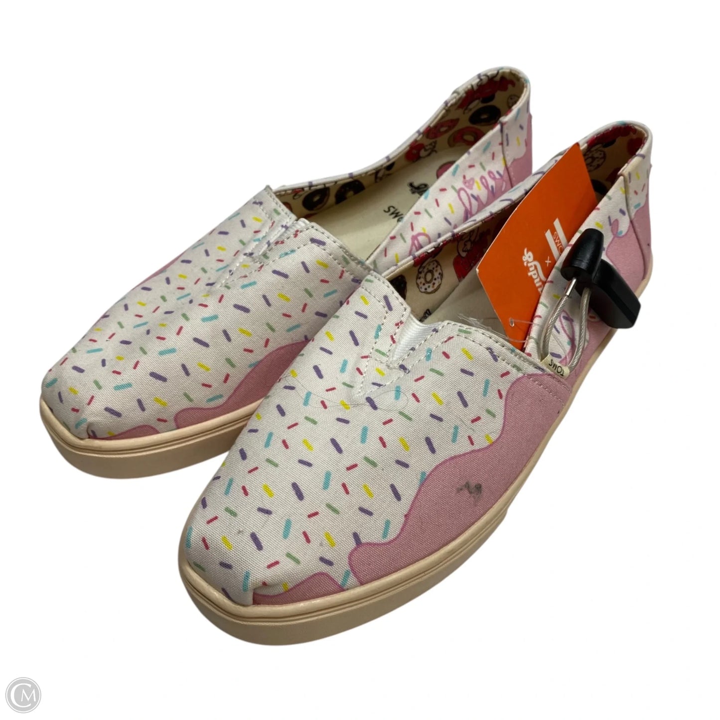 Shoes Flats By Toms In Pink & White, Size: 8.5