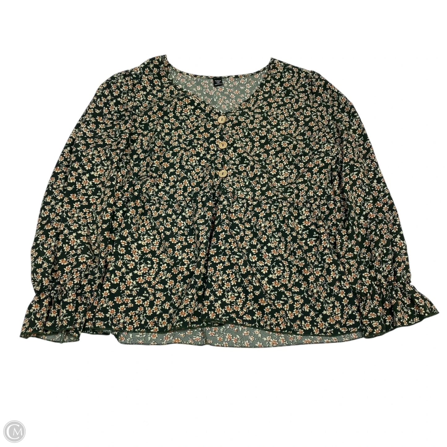 Top Long Sleeve By Shein In Green, Size: 1x