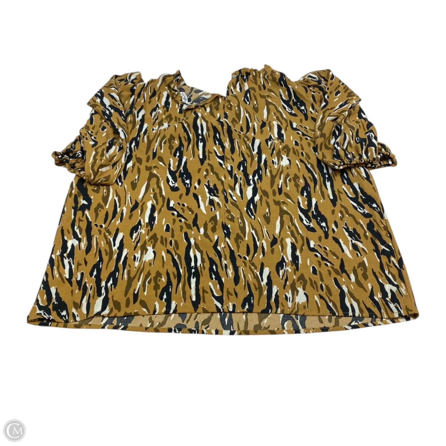 Top Short Sleeve By Michelle Mcdowell In Brown & Cream, Size: L