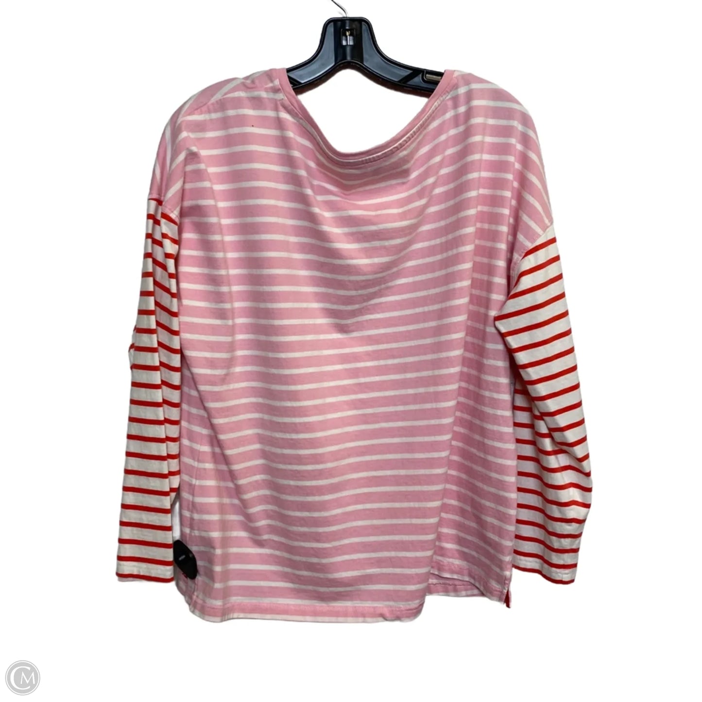 Top Long Sleeve By Joules In Pink & White, Size: L