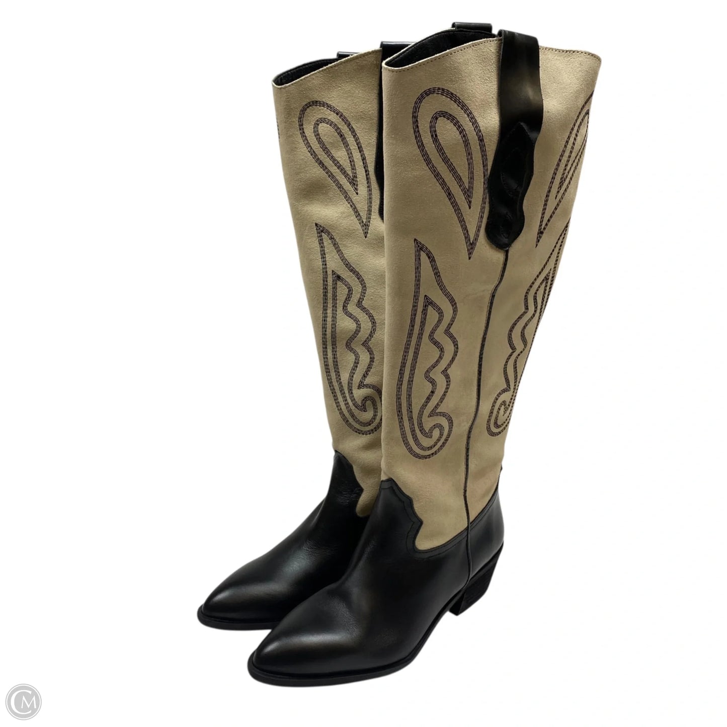 Boots Western By Pilcro In Black & Cream, Size: 7
