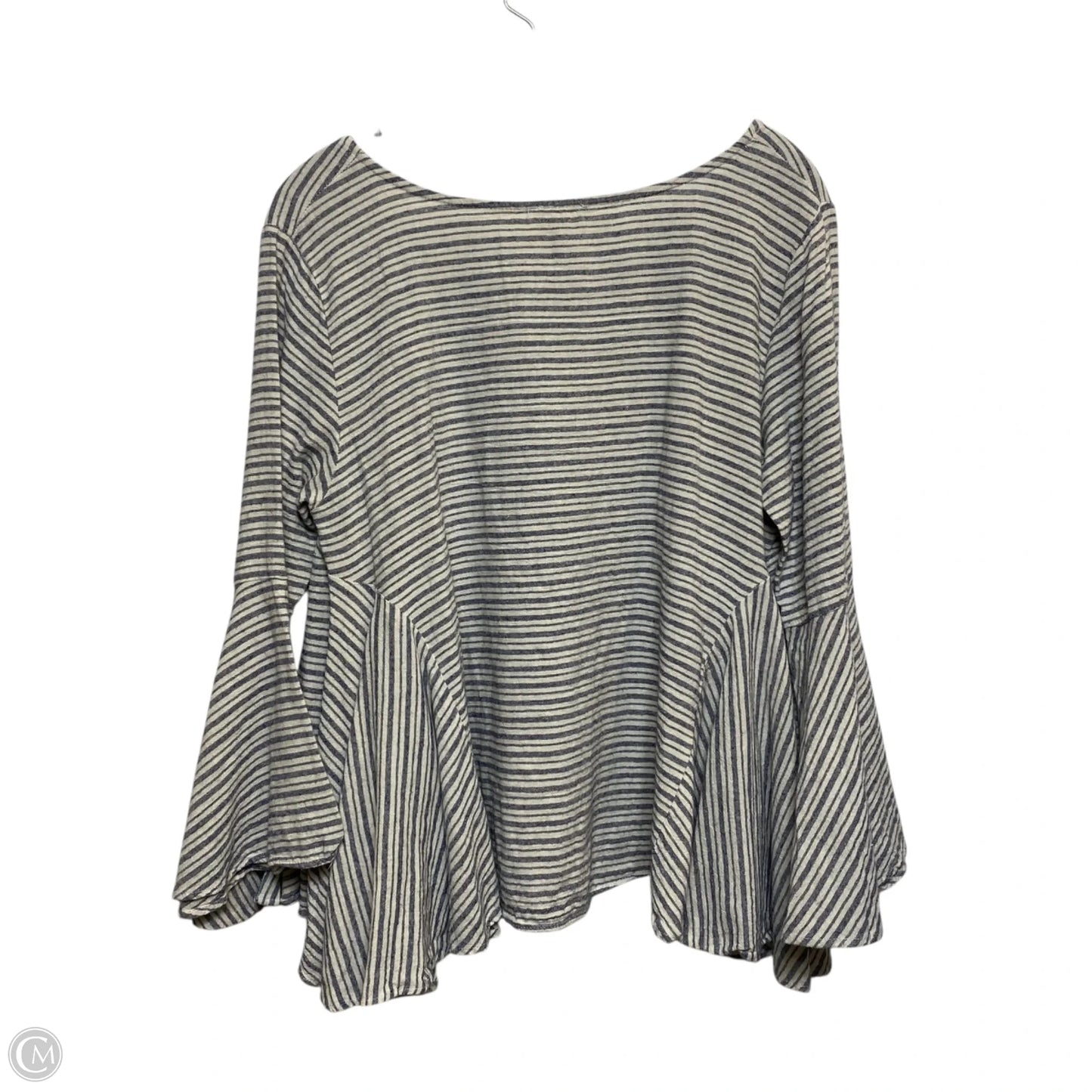 Top Long Sleeve By Pol In Blue & Cream, Size: M