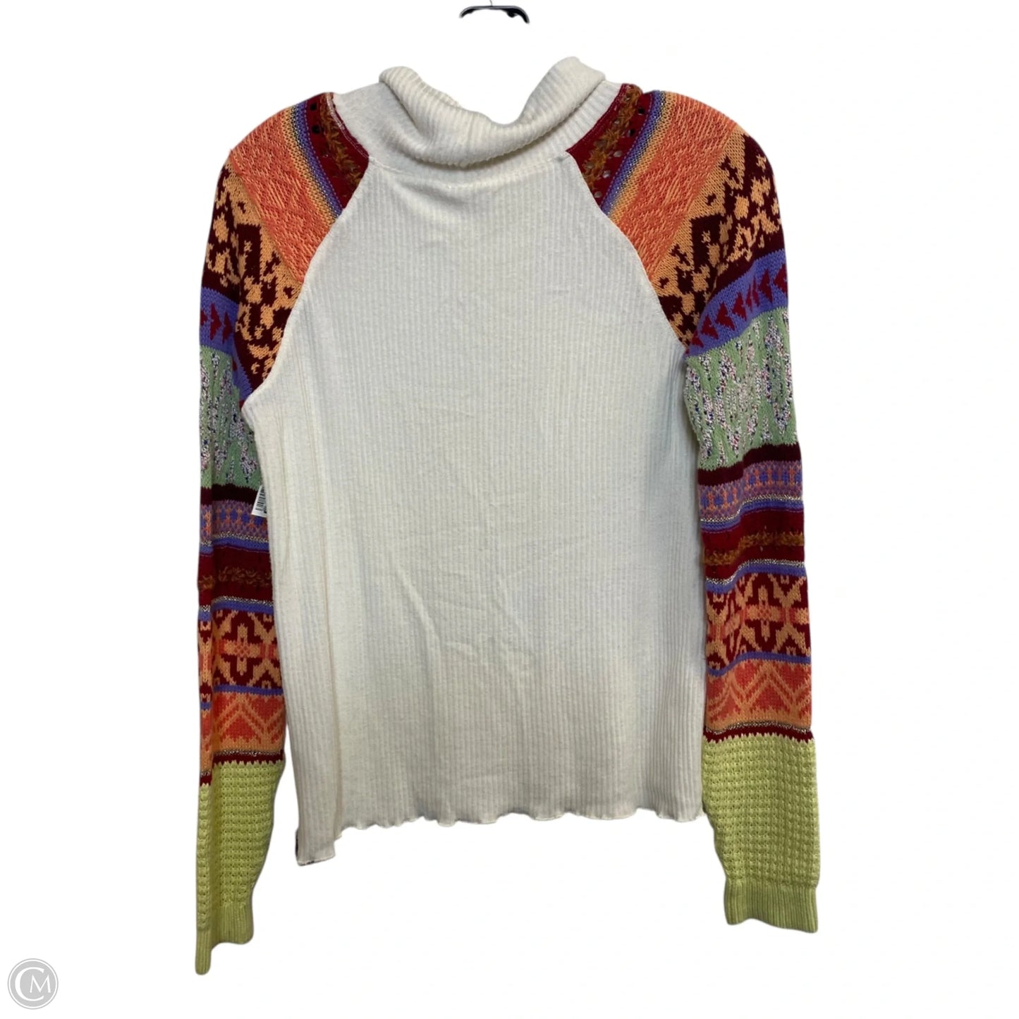 Top Long Sleeve By Free People In Cream & Orange, Size: S