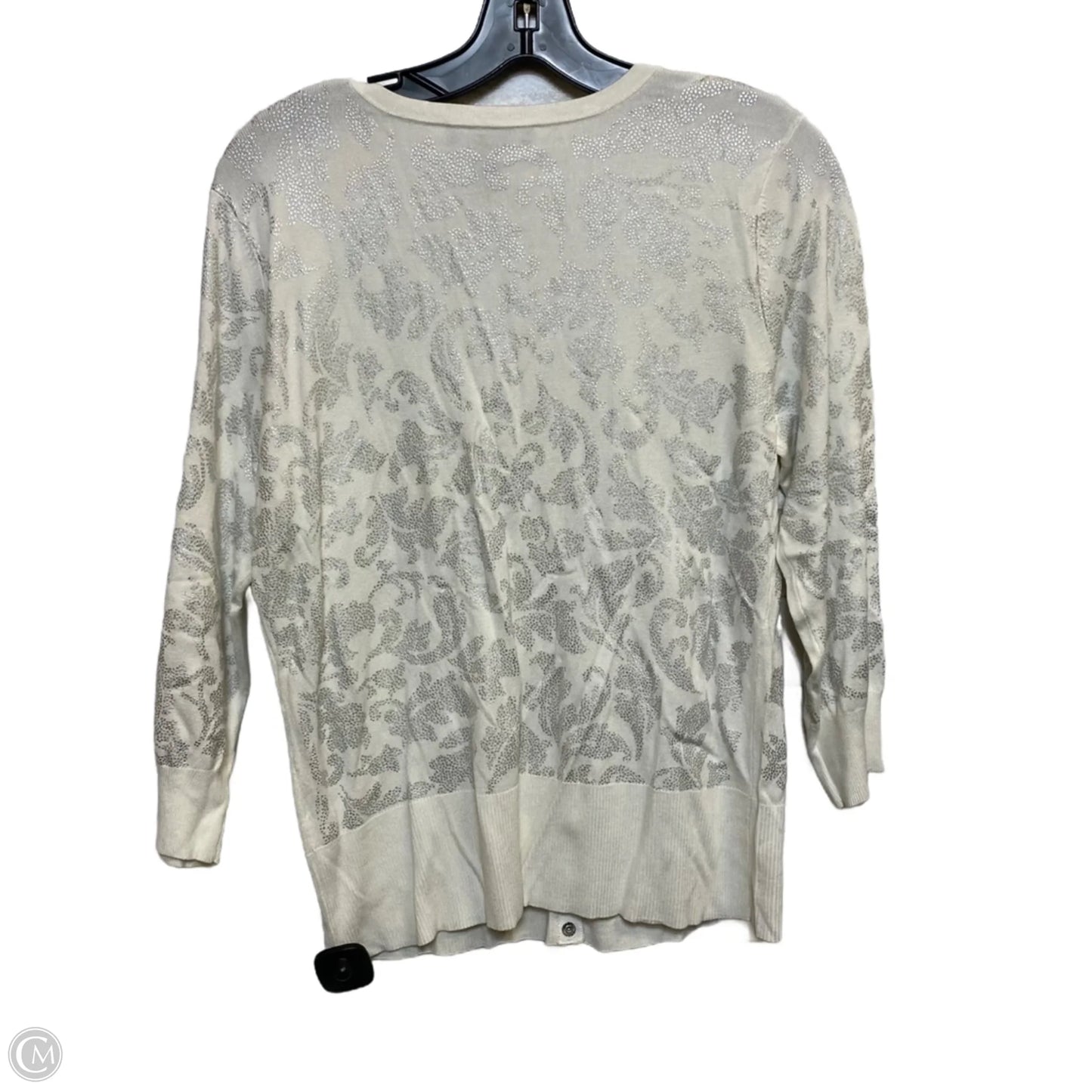 Cardigan By White House Black Market In Cream & Grey, Size: L