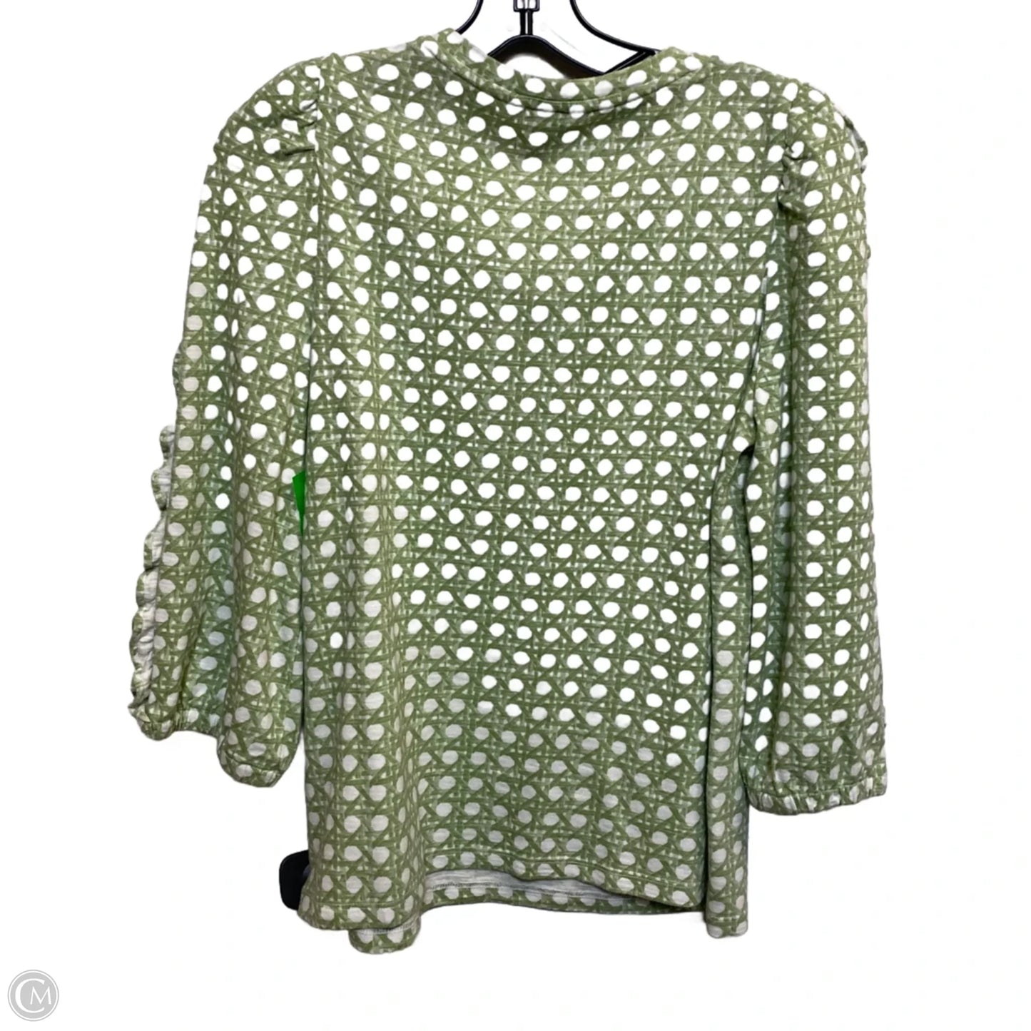 Top Long Sleeve By Crown And Ivy In Green & White, Size: S