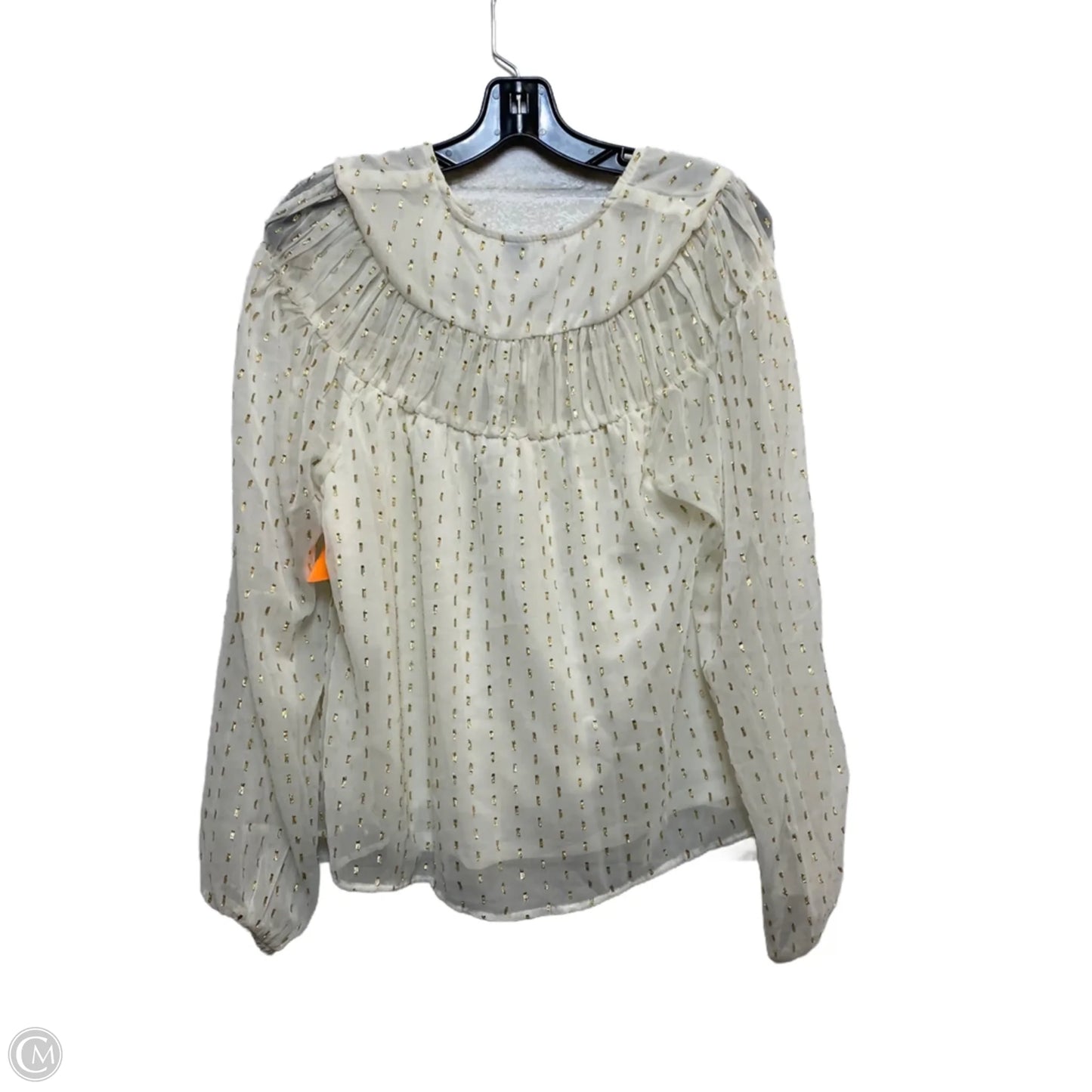 Top Long Sleeve By Old Navy In Gold & White, Size: S