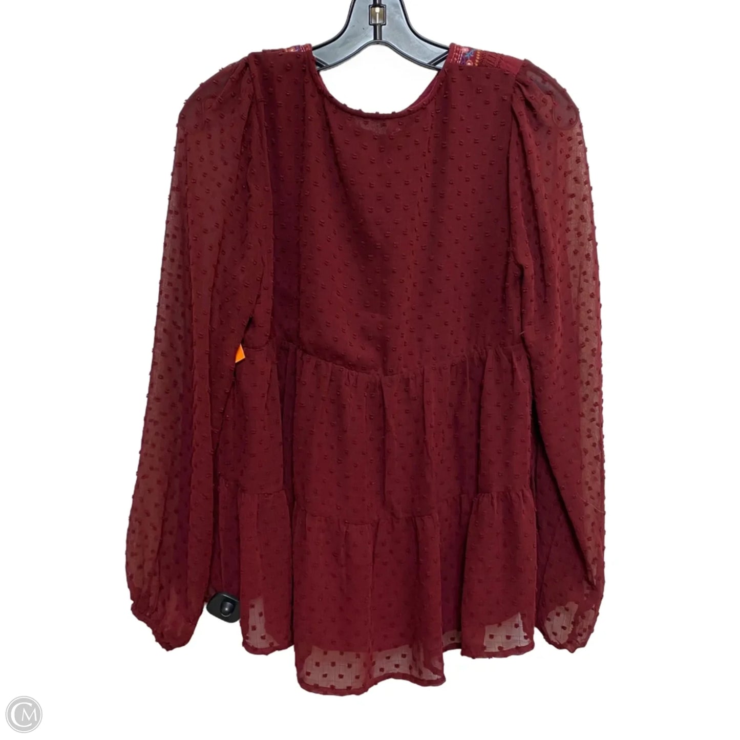 Top Long Sleeve By Savanna Jane In Red, Size: S