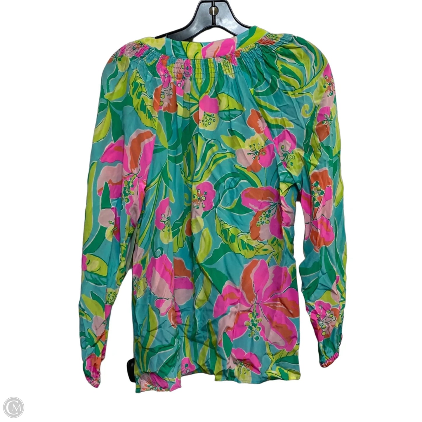 Top Long Sleeve Designer By Lilly Pulitzer In Green & Pink, Size: S