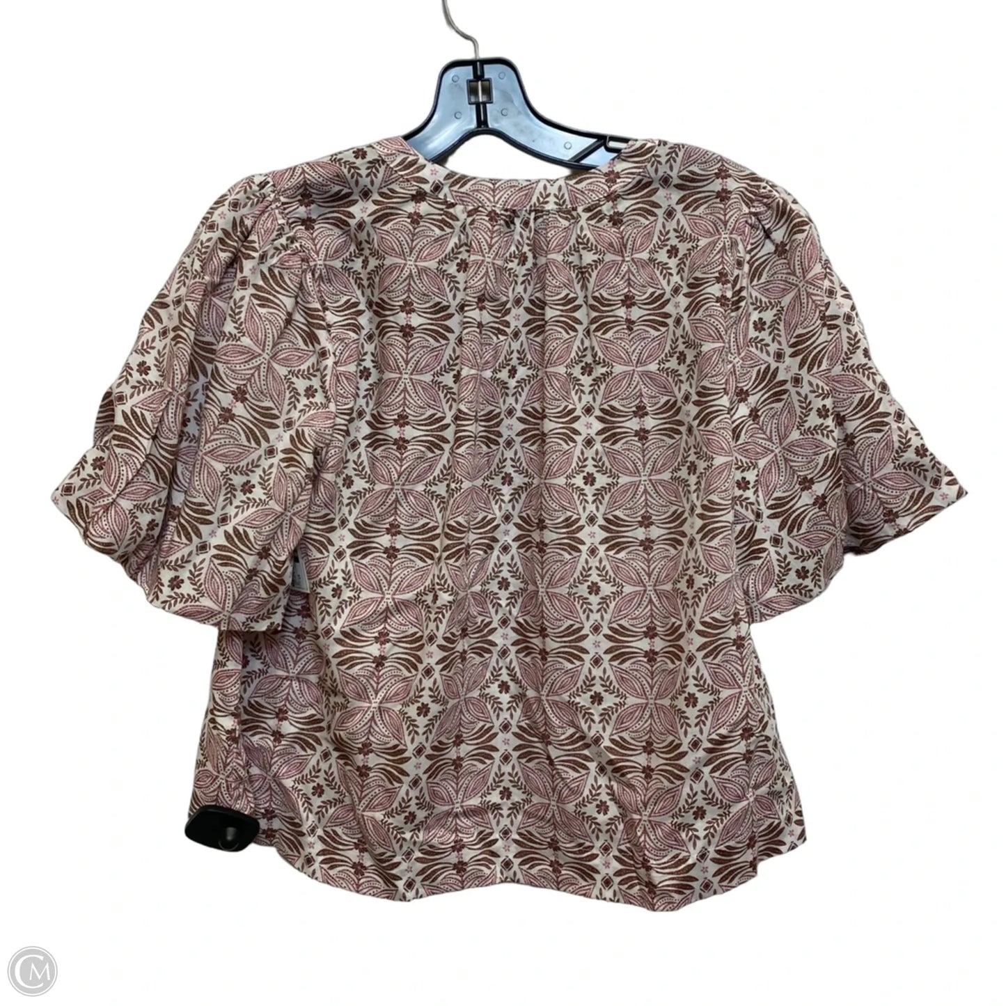 Top Short Sleeve By Evereve In Cream & Pink, Size: Xs