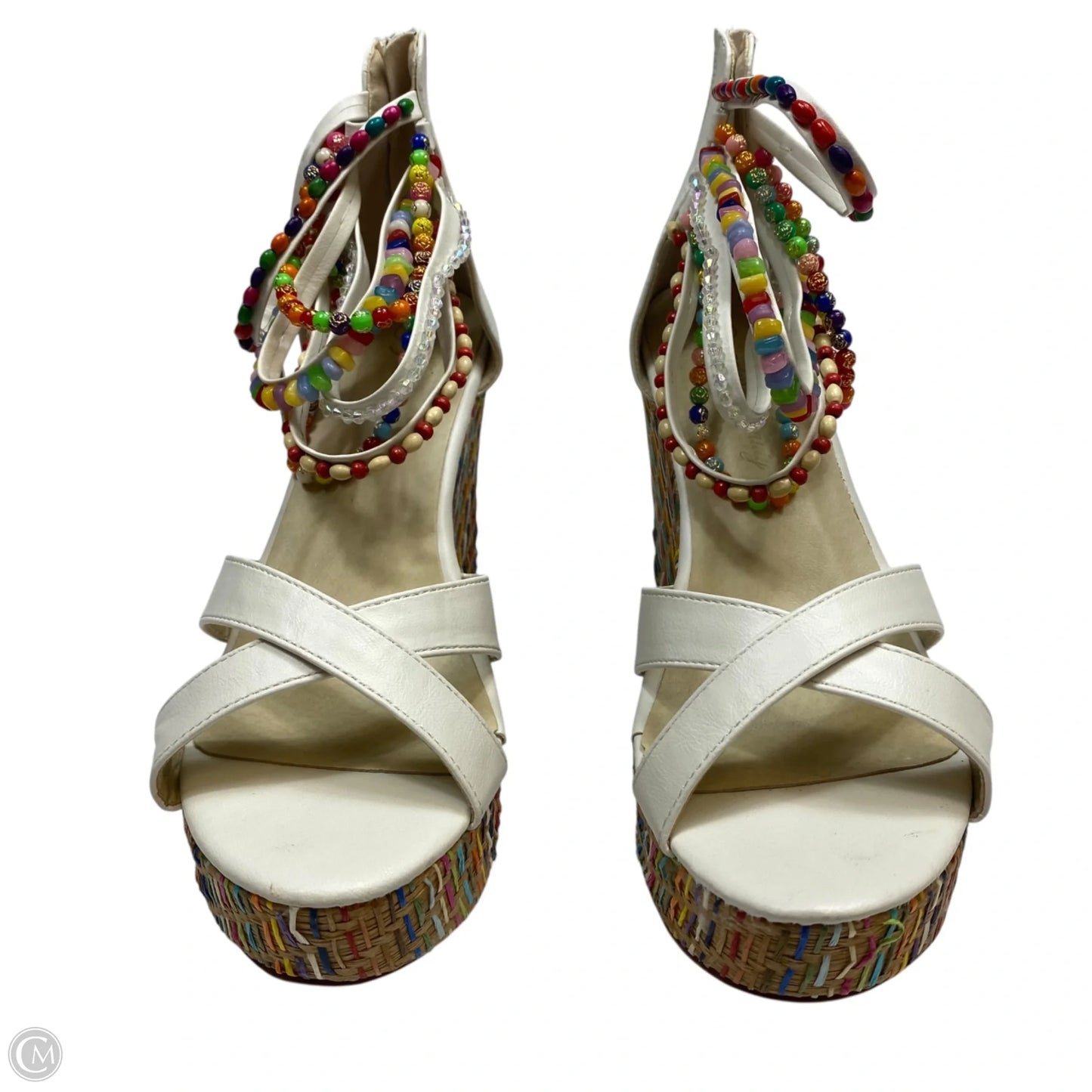 Sandals Heels Wedge By GetMoreBeauty In White, Size: 6.5