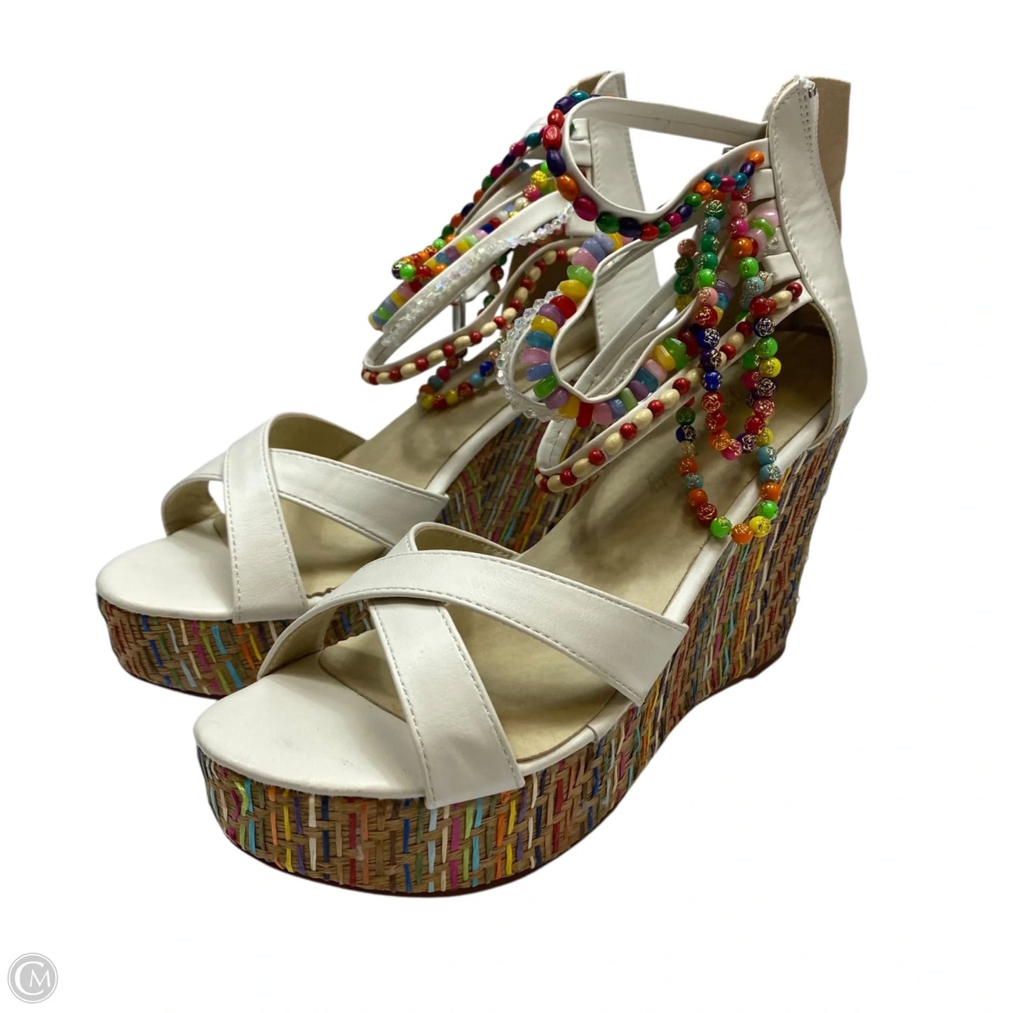 Sandals Heels Wedge By GetMoreBeauty In White, Size: 6.5