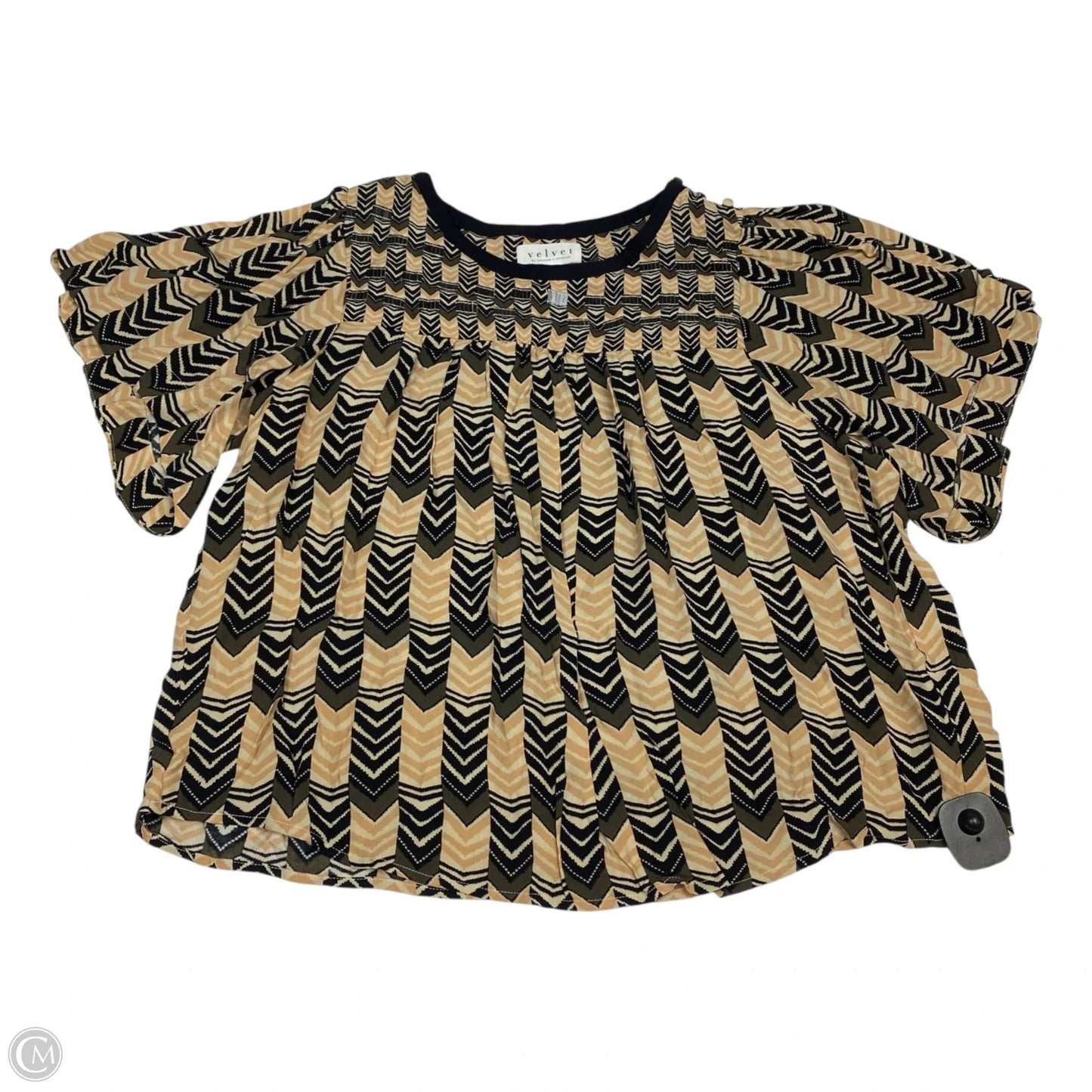 Top Short Sleeve By Velvet By Graham & Spencer In Tan, Size: M
