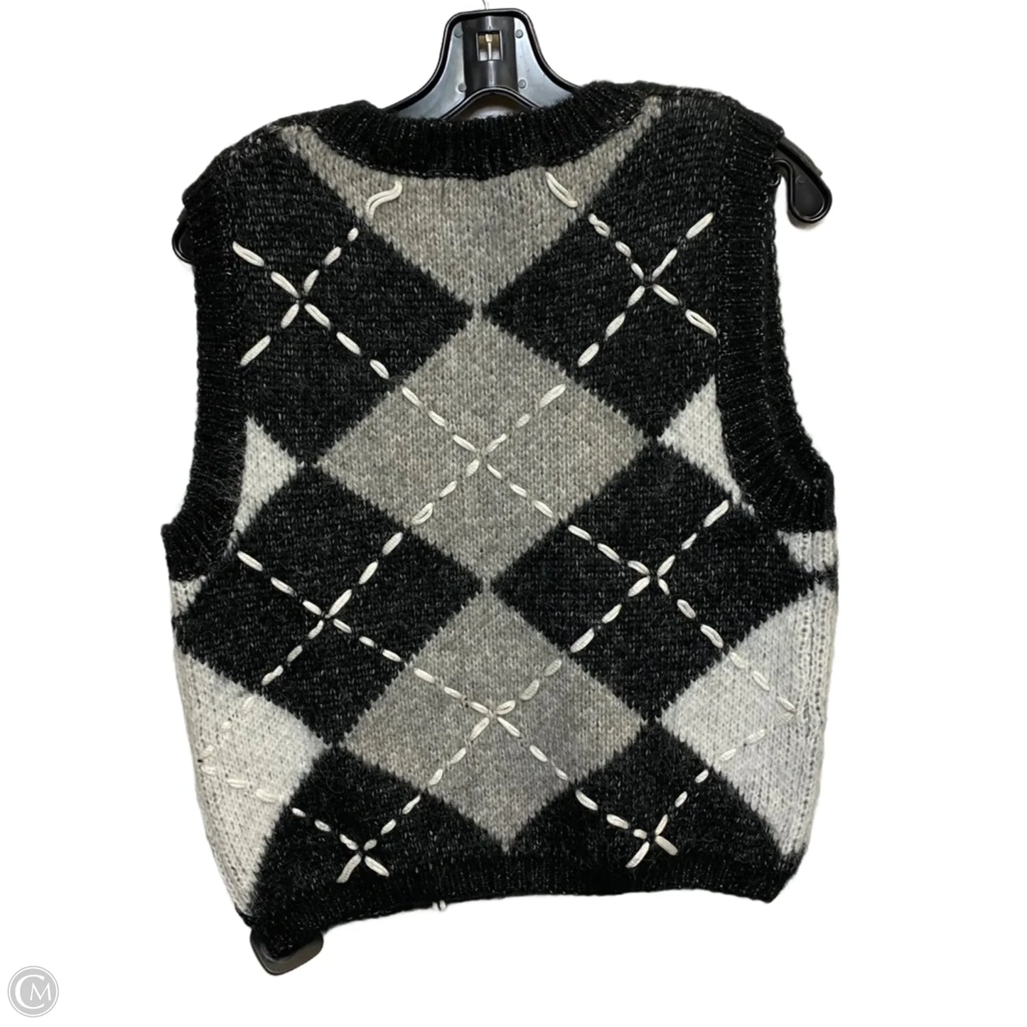 Vest Sweater By English Factory In Black & Grey, Size: S