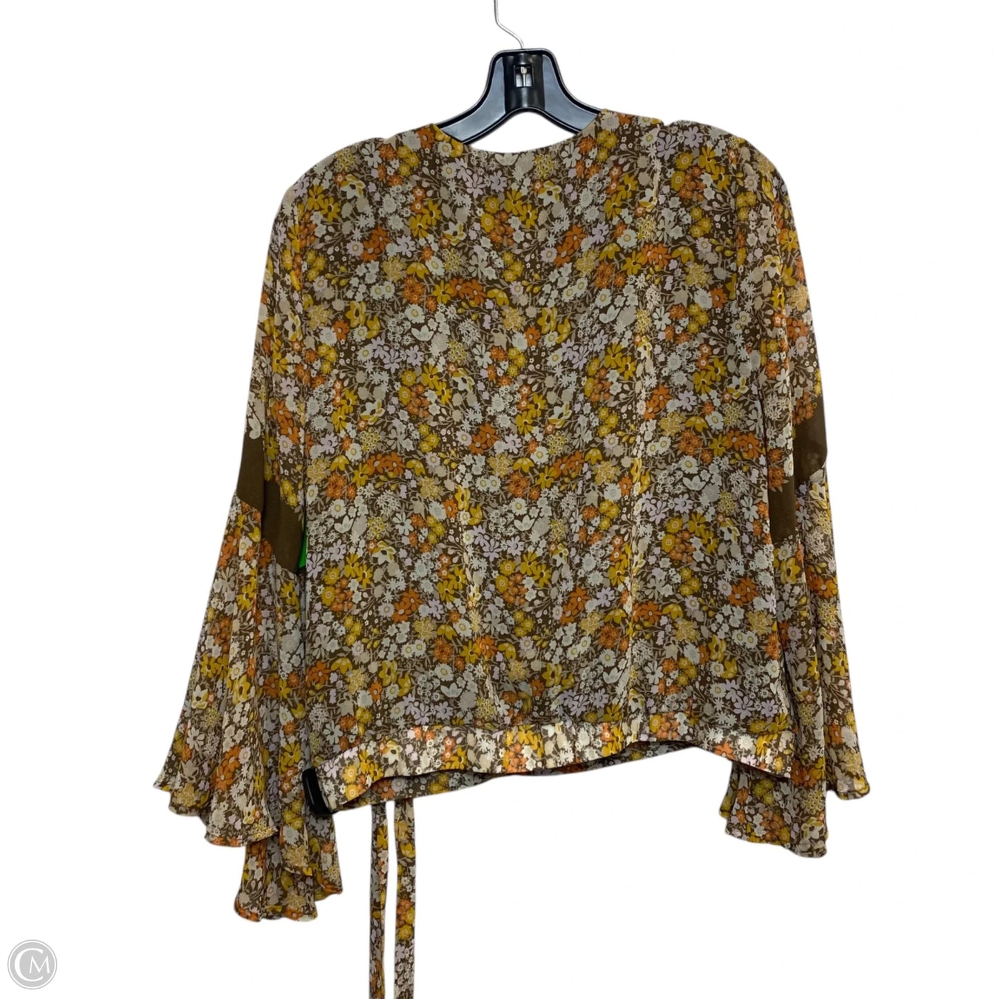 Blouse Long Sleeve By June & Hudson In Brown & Yellow, Size: M
