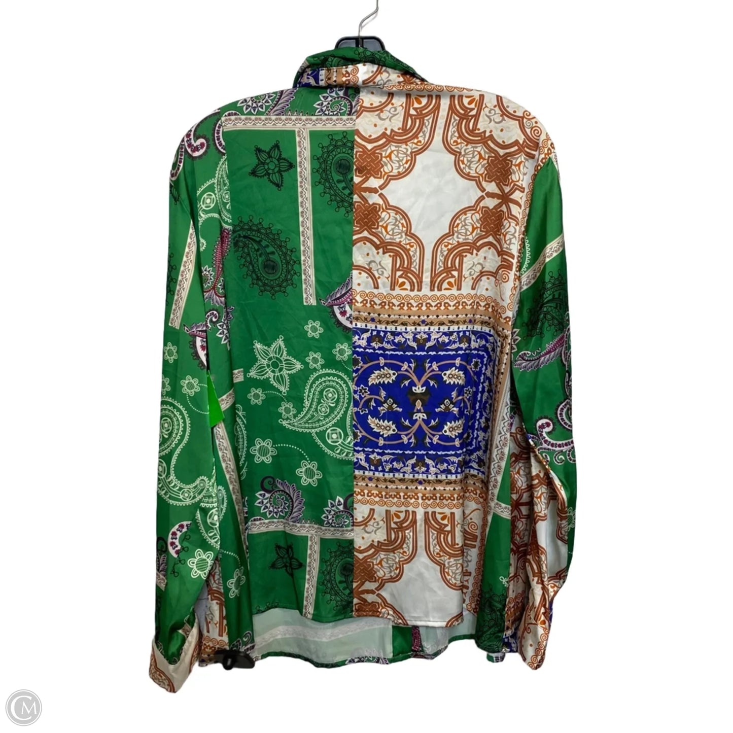 Blouse Long Sleeve By Shein In Brown & Green, Size: 1x