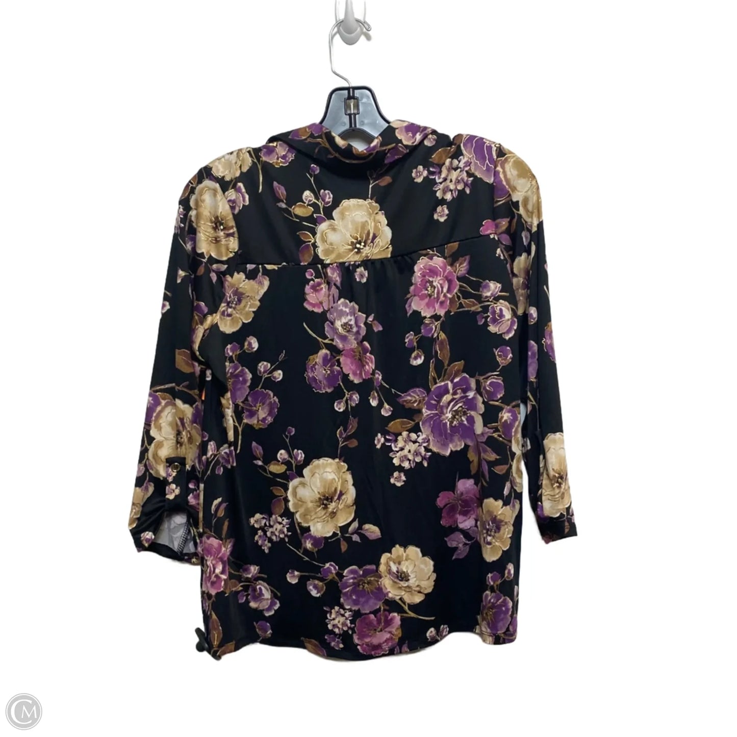 Top Long Sleeve By Perseption Concept In Black & Purple, Size: S