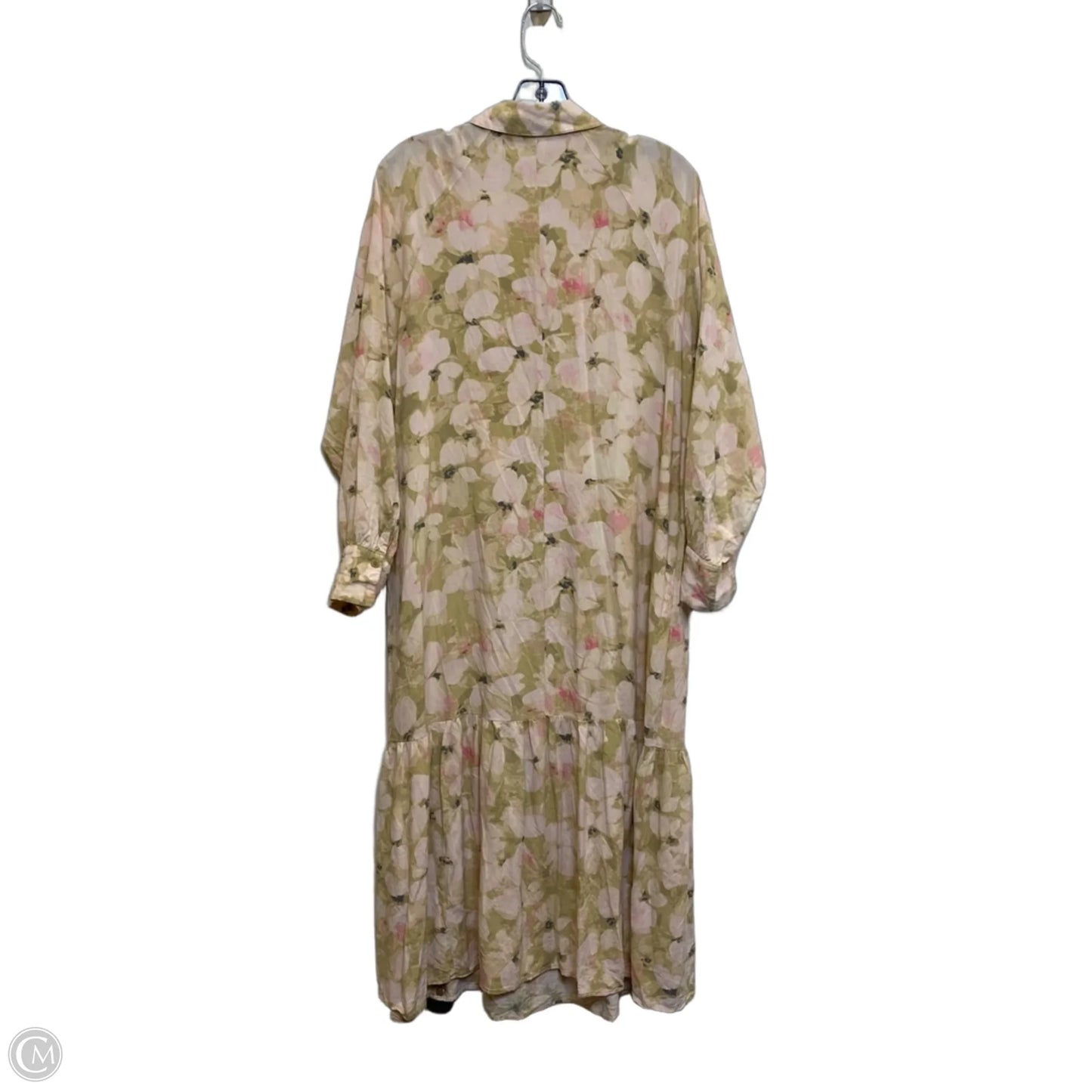 Dress Casual Midi By H&m In Green & Pink, Size: M
