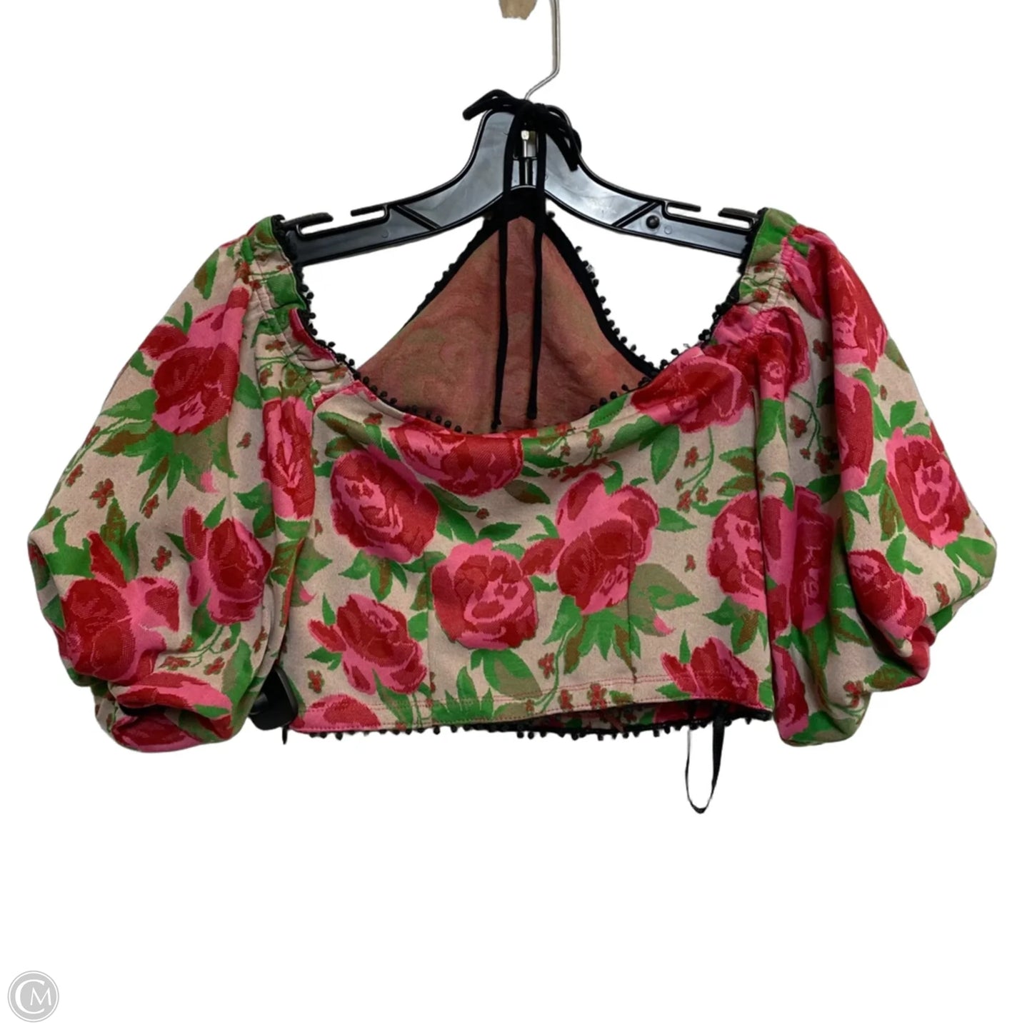Top Short Sleeve By Anthropologie In Green & Pink, Size: S
