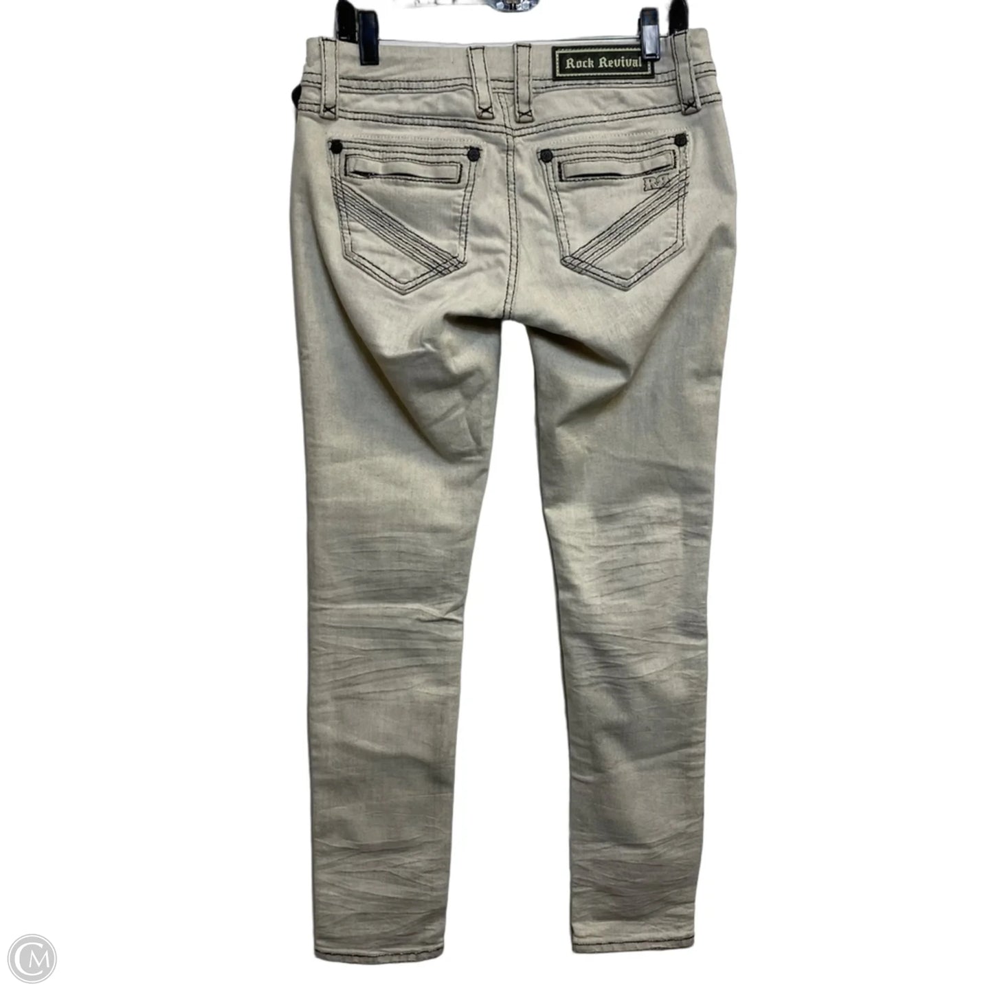 Jeans Skinny By Rock Revival In Grey Denim, Size: 8