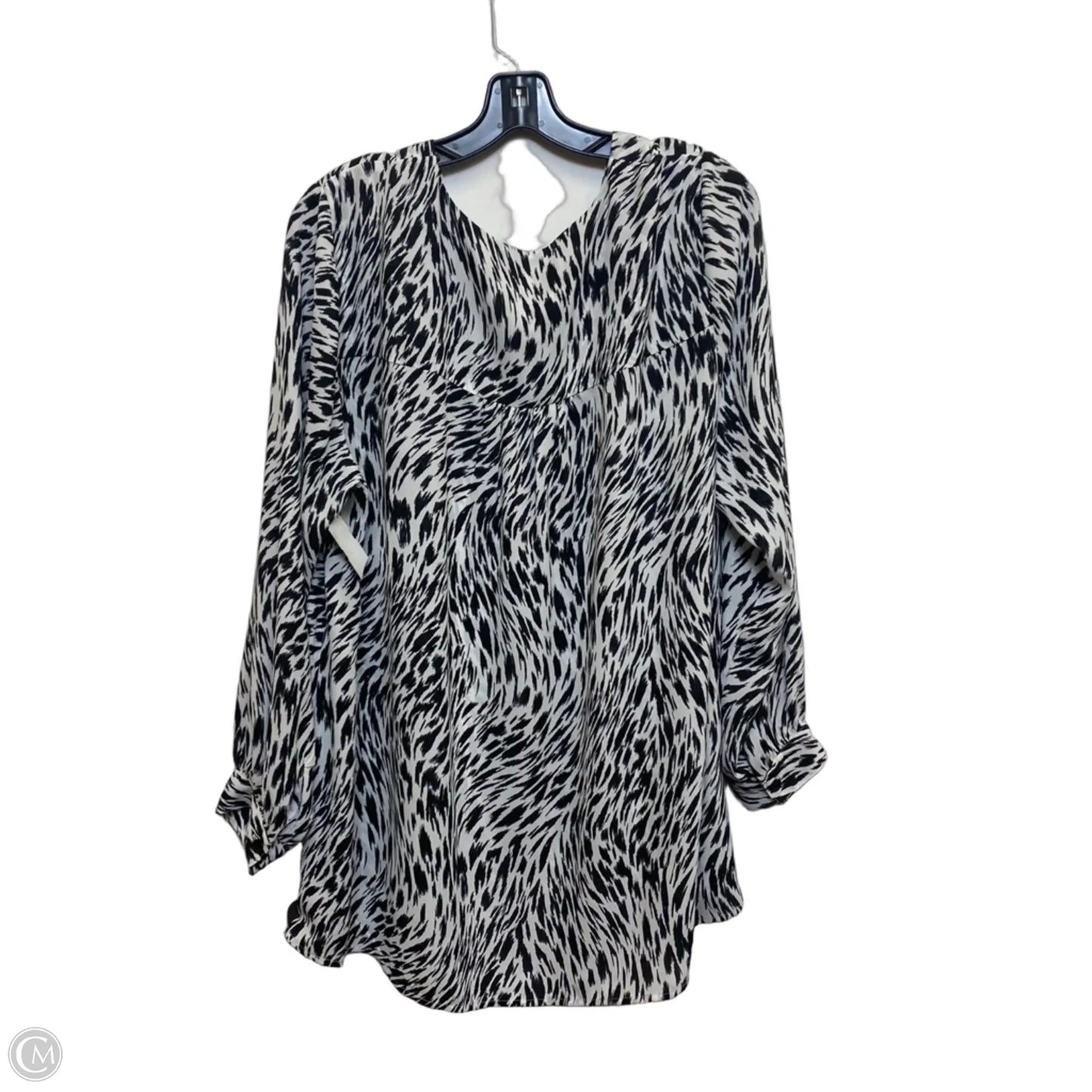Blouse Long Sleeve By Karen Kane In Black & White, Size: 1x