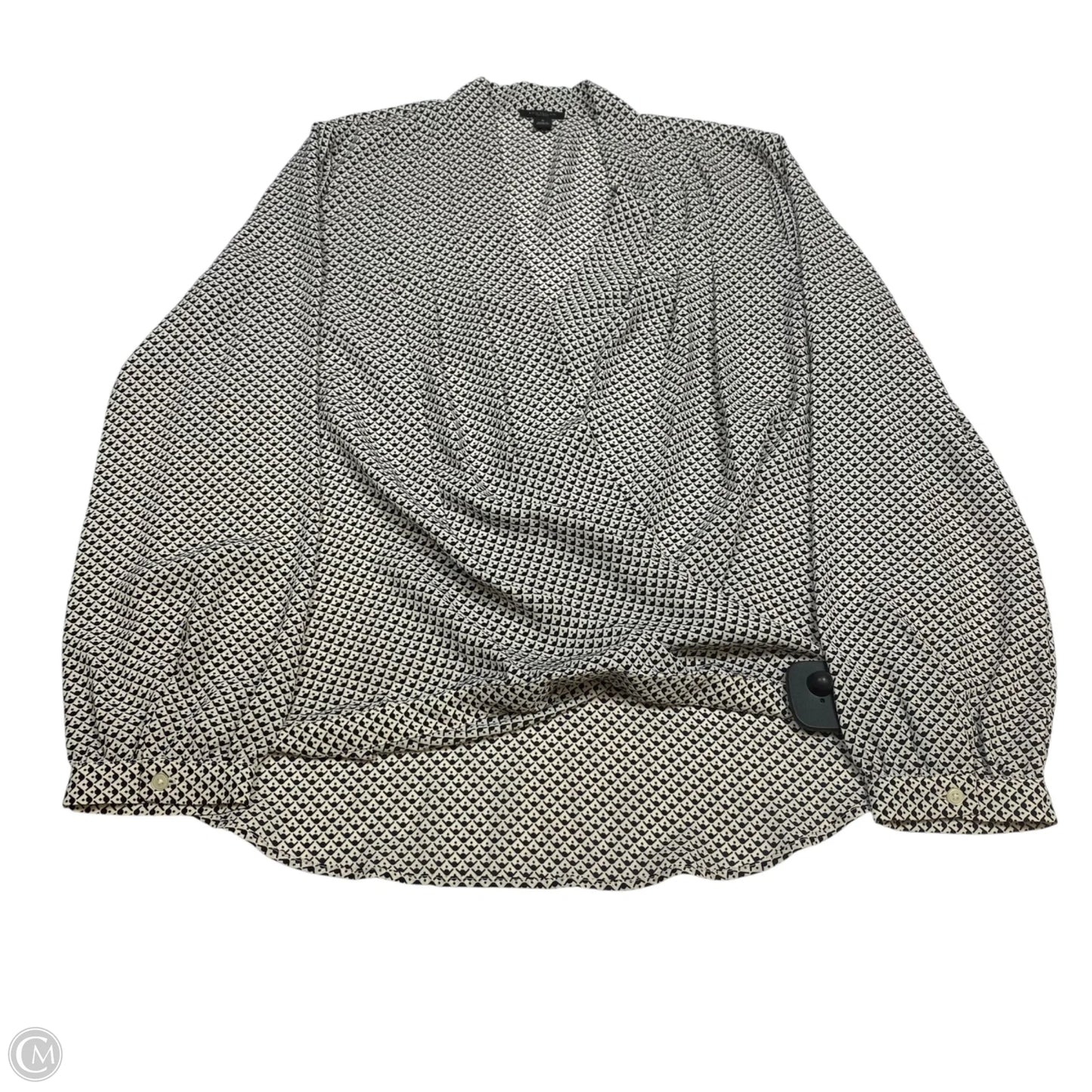 Top Long Sleeve By Ann Taylor In Blue & White, Size: M