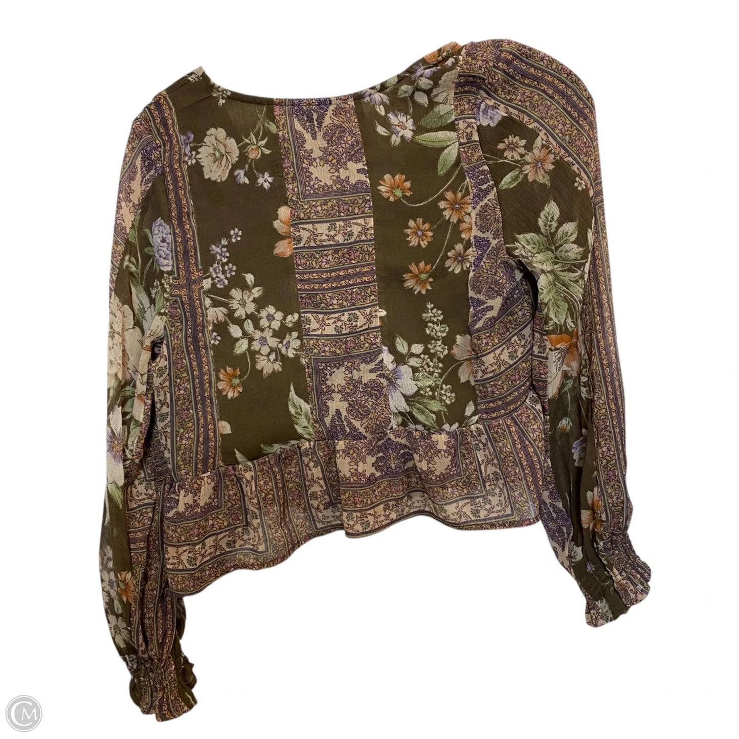 Top Long Sleeve By American Eagle In Brown, Size: Xs