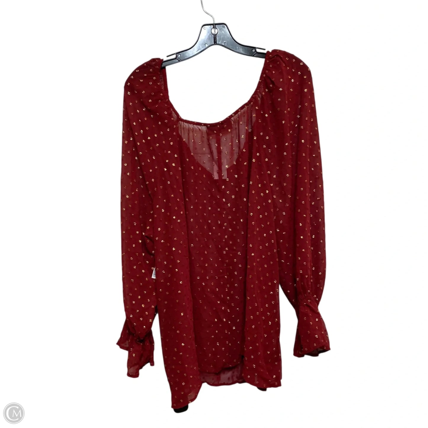 Top Long Sleeve By Lane Bryant In Gold & Red, Size: 3x