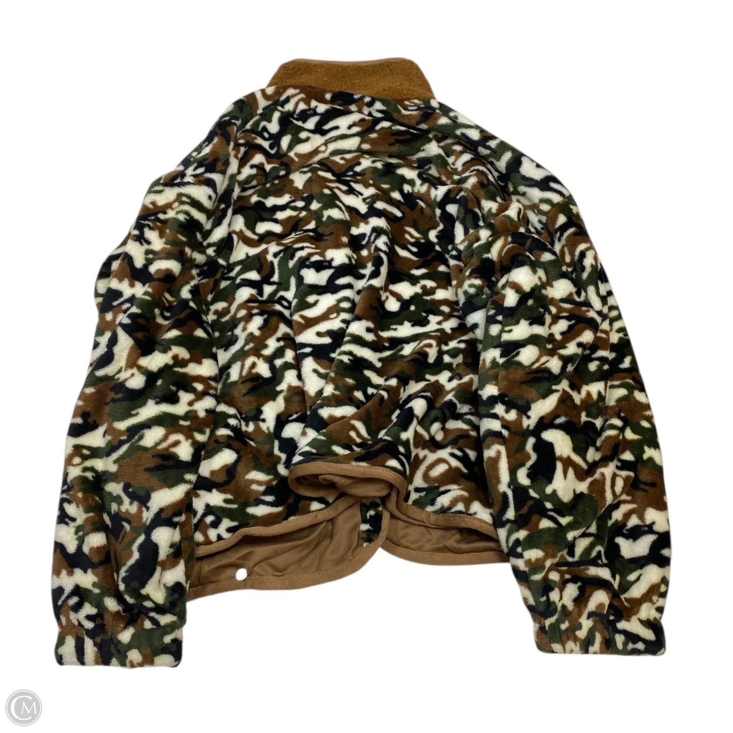 Jacket Fleece By Pol In Brown & Green, Size: S