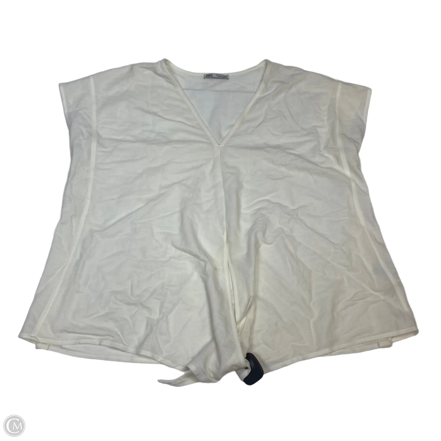 Top Short Sleeve By Zara In Cream, Size: S