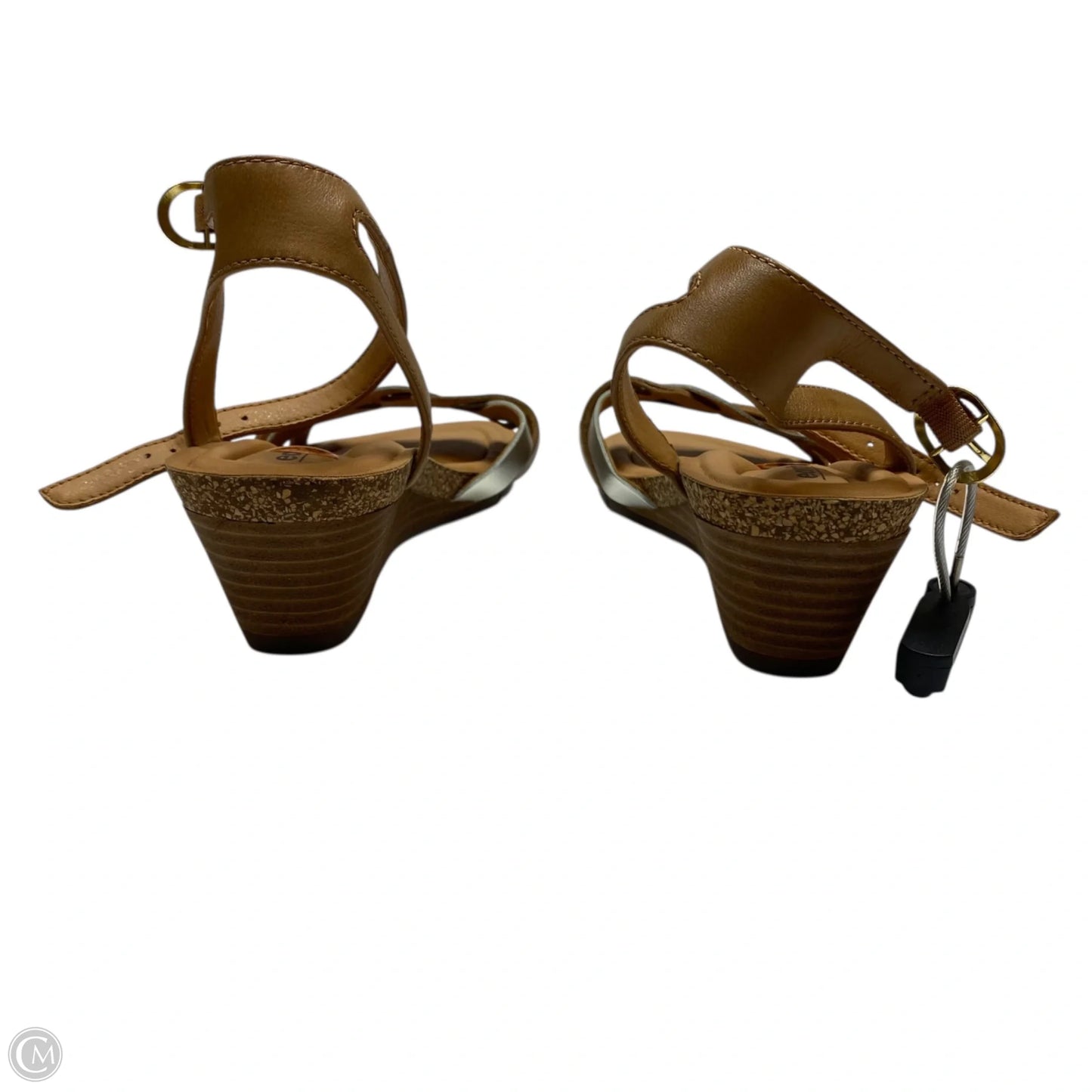 Sandals Heels Wedge By Earth In Tan, Size: 8.5