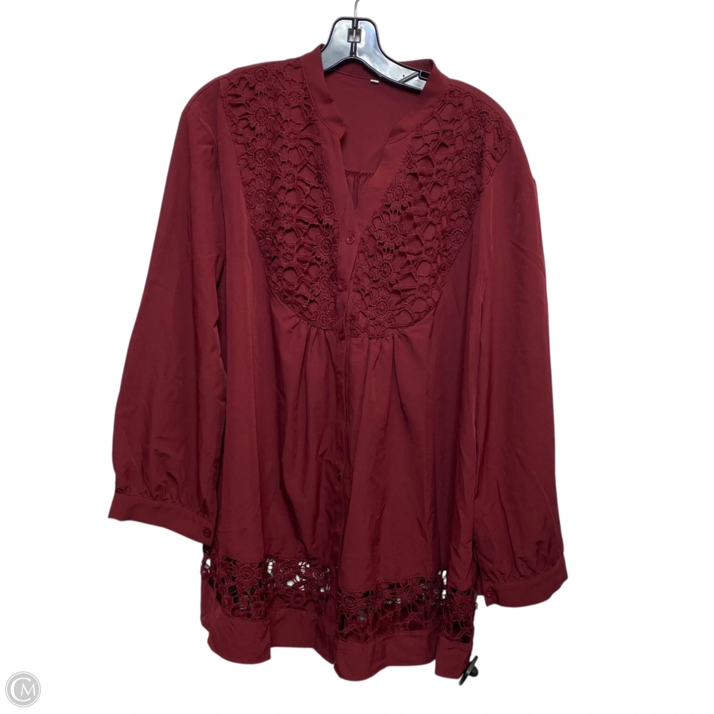 Top Long Sleeve By Cmf In Red, Size: Xxl